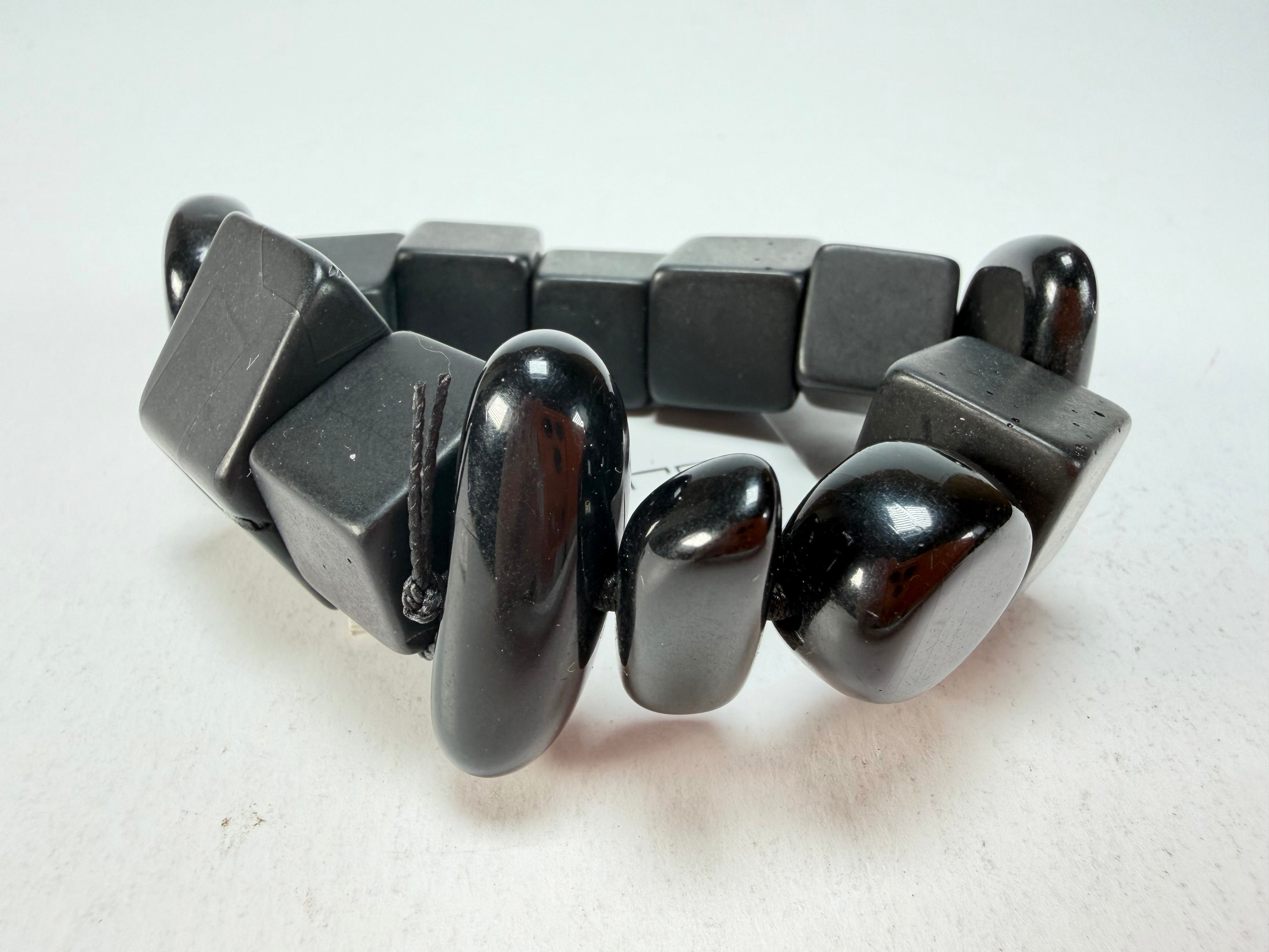 Sobral - Indiana "Noir" Black Mix Elasticated Resin Bracelet ( 000210 )