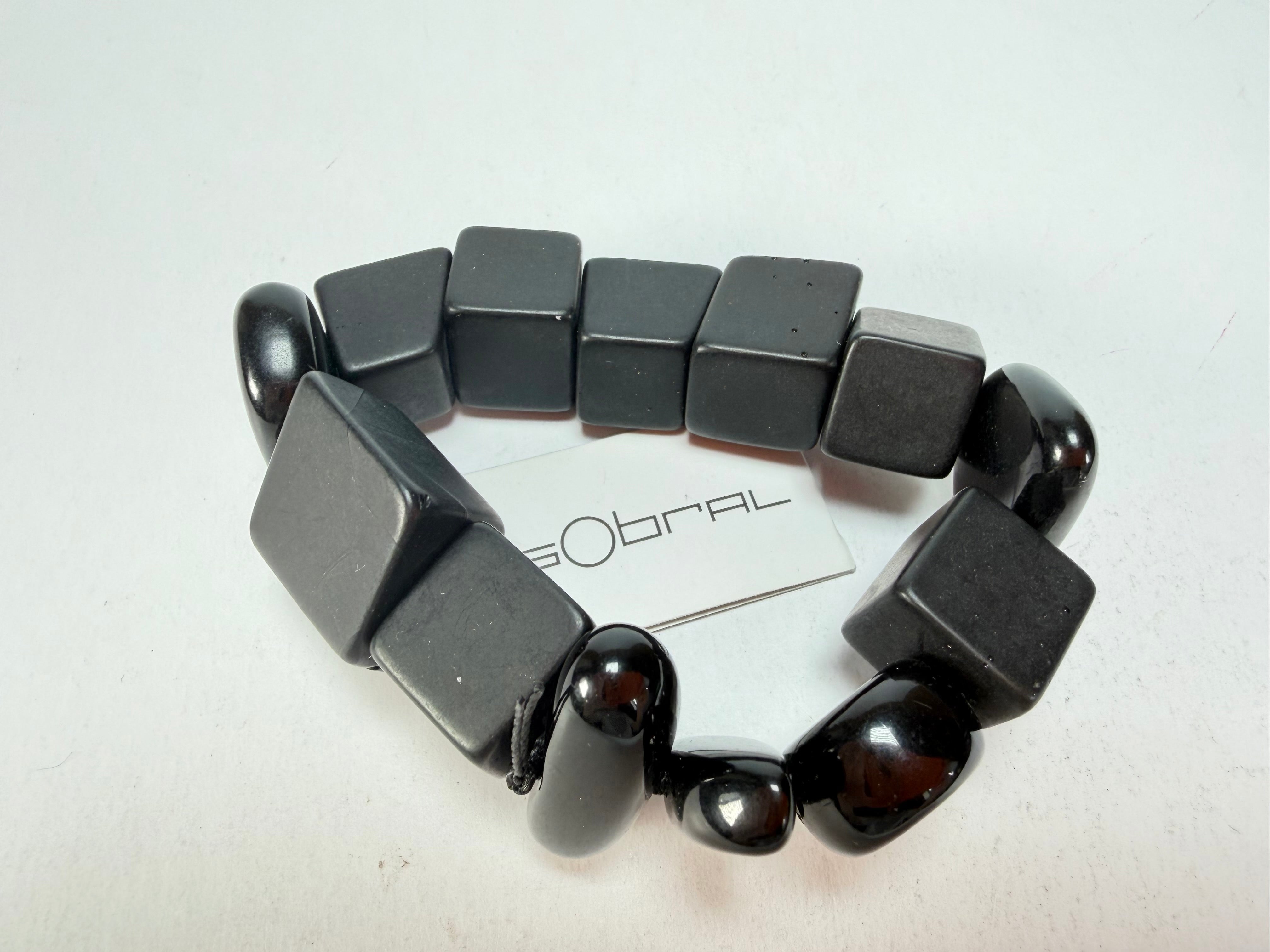 Sobral - Indiana "Noir" Black Mix Elasticated Resin Bracelet ( 000210 )