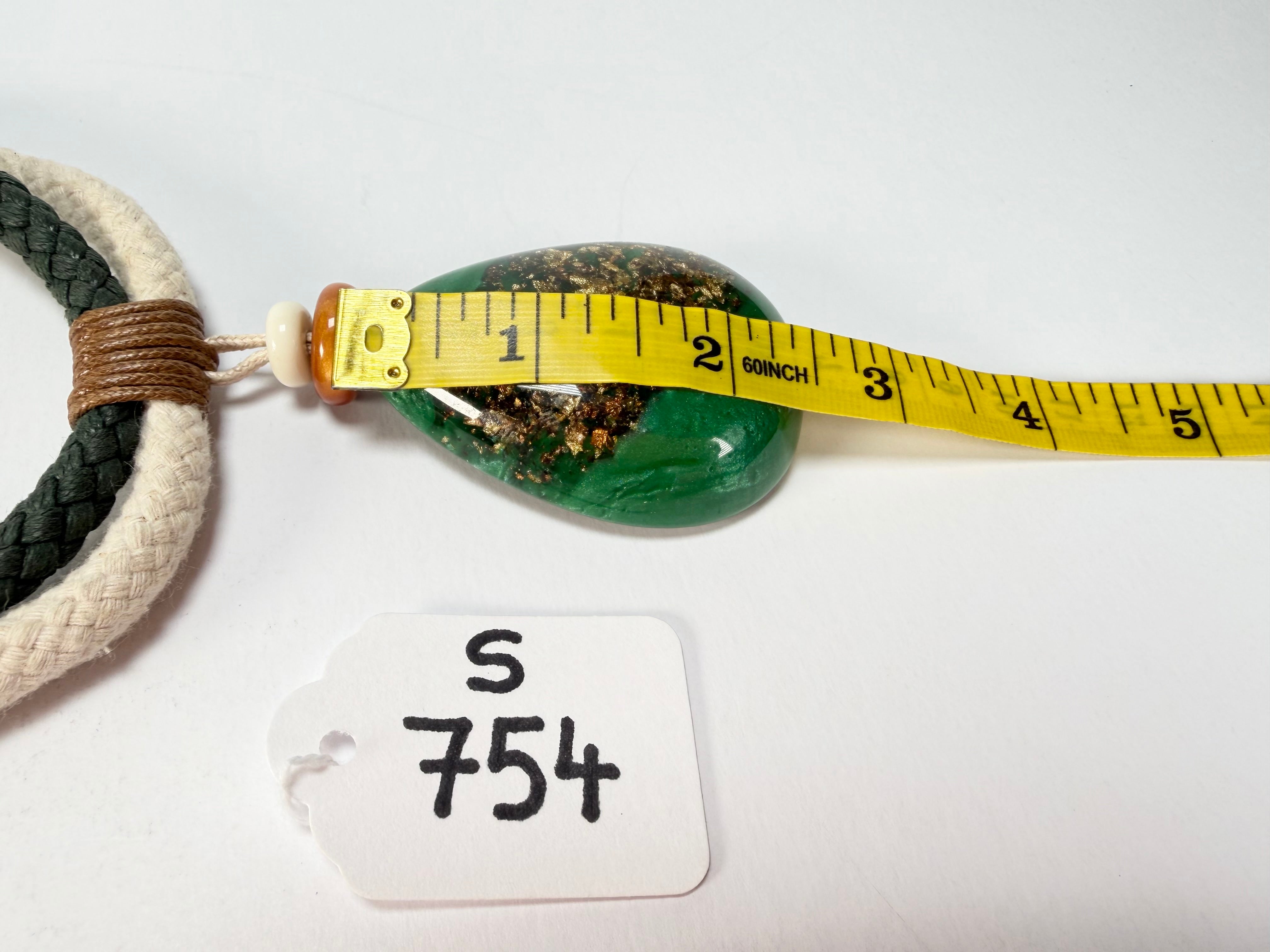 Sobral - Metalique Orlando "Rope Pendant" Studio Creation Green Dual Rope Resin Necklace ( 000000 )
