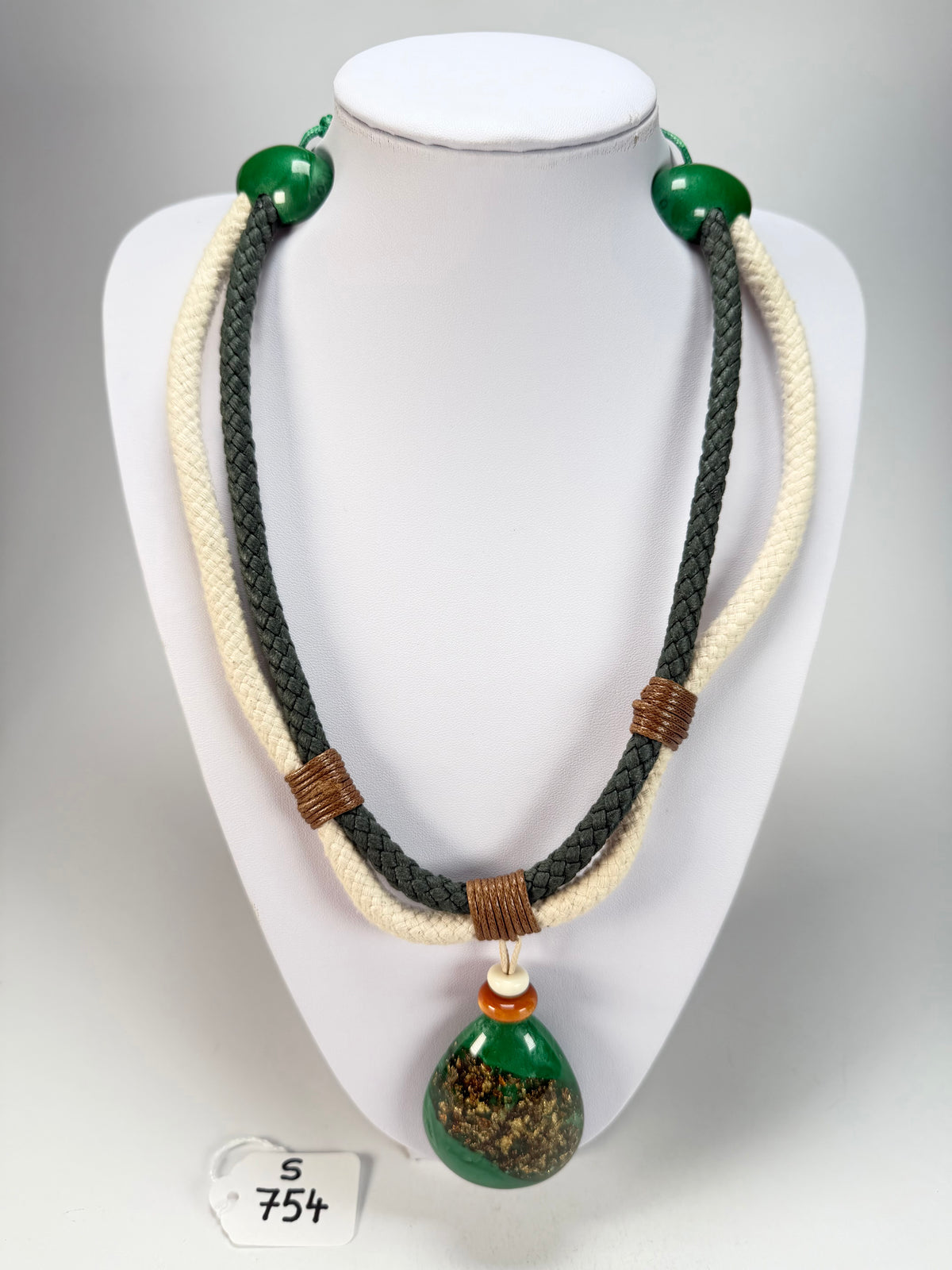 Sobral - Metalique Orlando "Rope Pendant" Studio Creation Green Dual Rope Resin Necklace ( 000000 )
