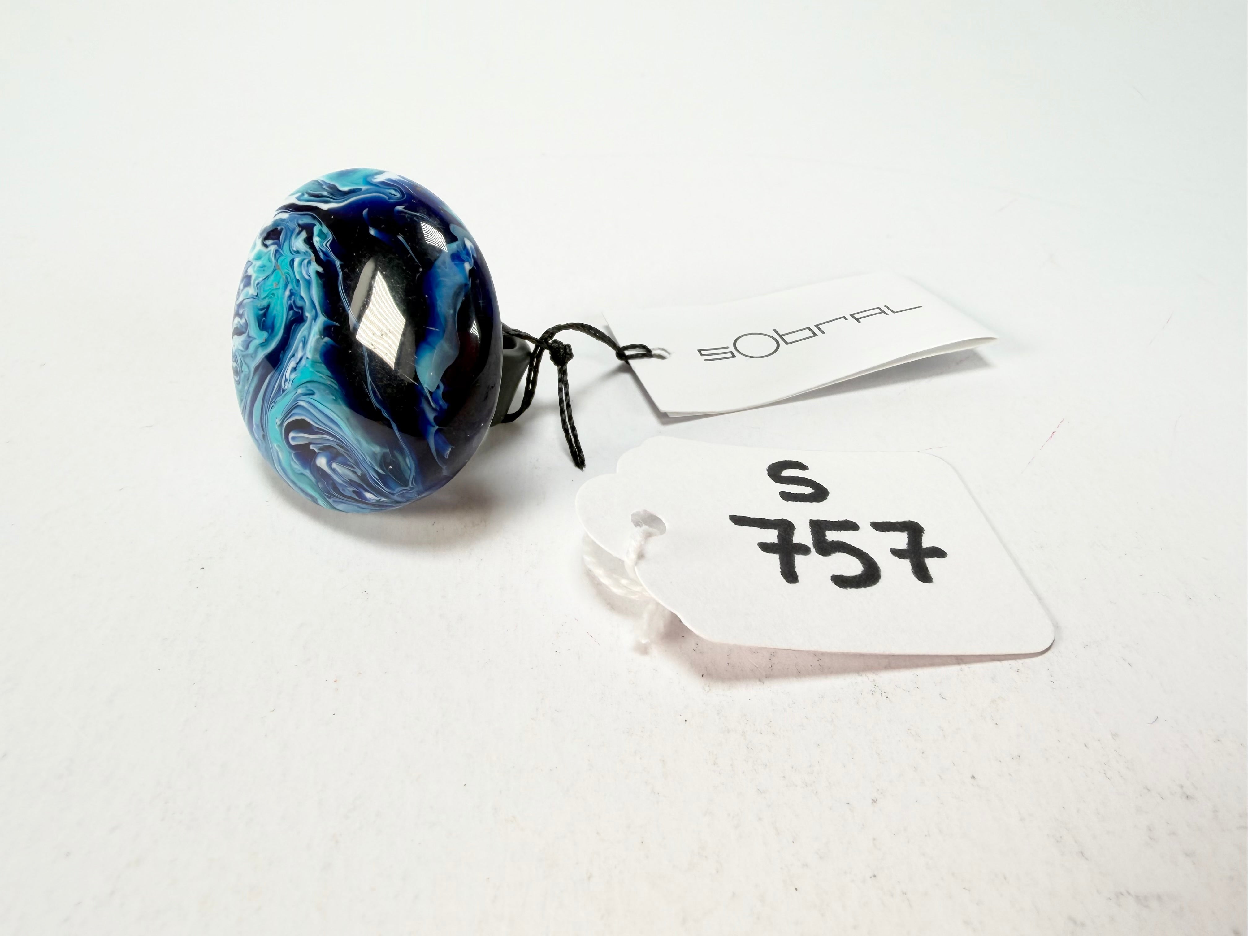 Sobral - Onda Azul "Onda Circle" Blue Resin Ring ( 005324 ) - Size UK N / US 6.5