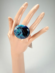 Sobral - Onda Azul "Onda Circle" Blue Resin Ring ( 005324 ) - Size UK N / US 6.5