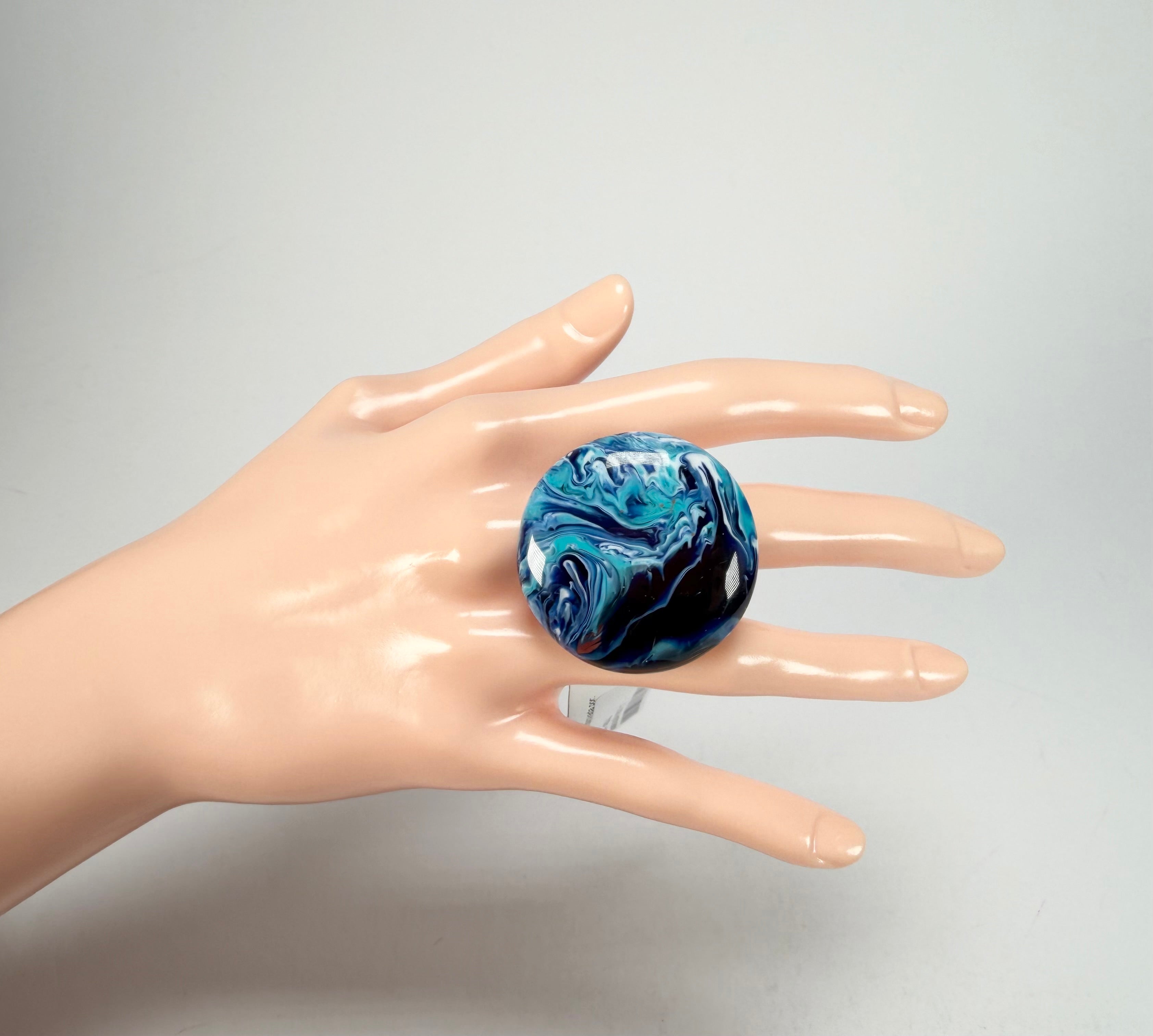 Sobral - Onda Azul "Onda Circle" Blue Resin Ring ( 005324 ) - Size UK N / US 6.5