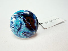 Sobral - Onda Azul "Onda Circle" Blue Resin Ring ( 005324 ) - Size UK N / US 6.5