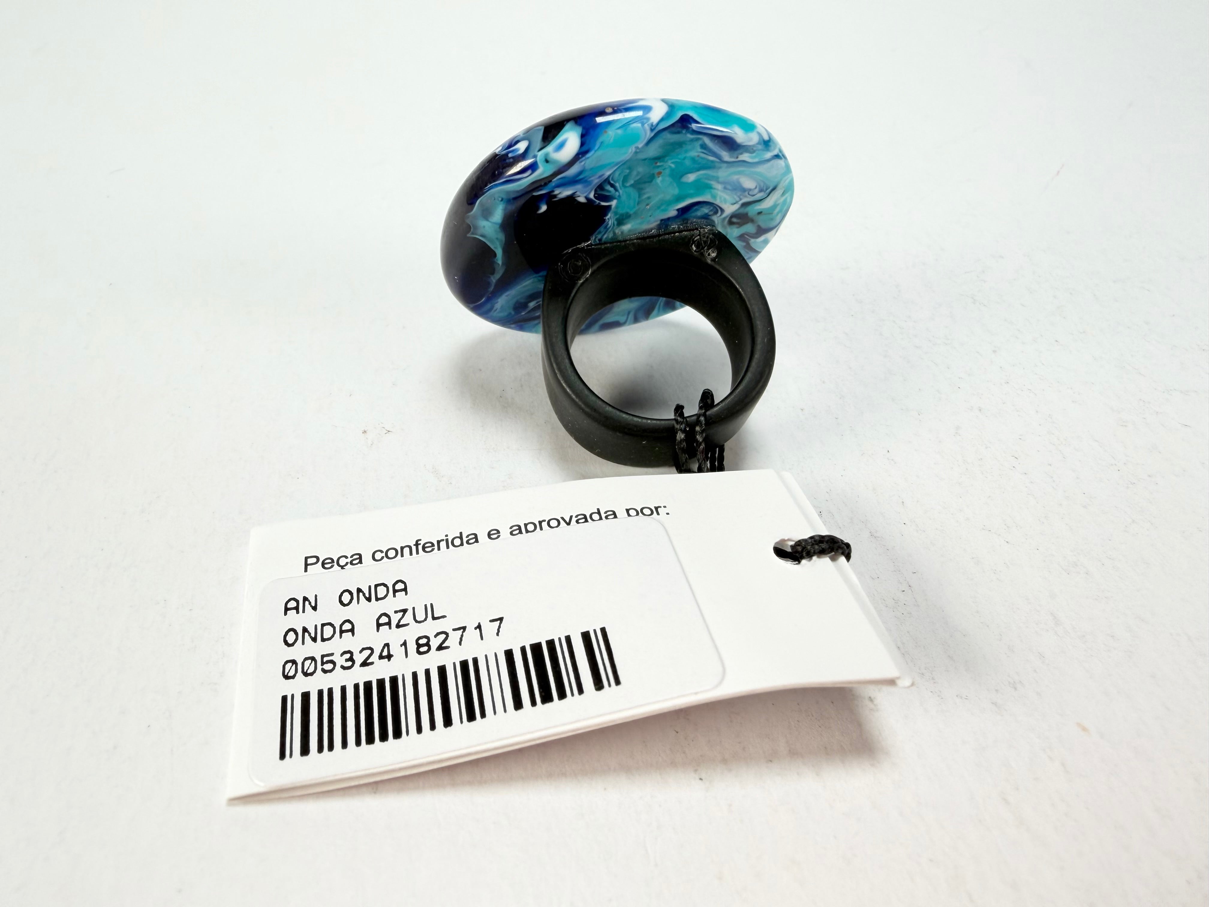 Sobral - Onda Azul "Onda Circle" Blue Resin Ring ( 005324 ) - Size UK N / US 6.5