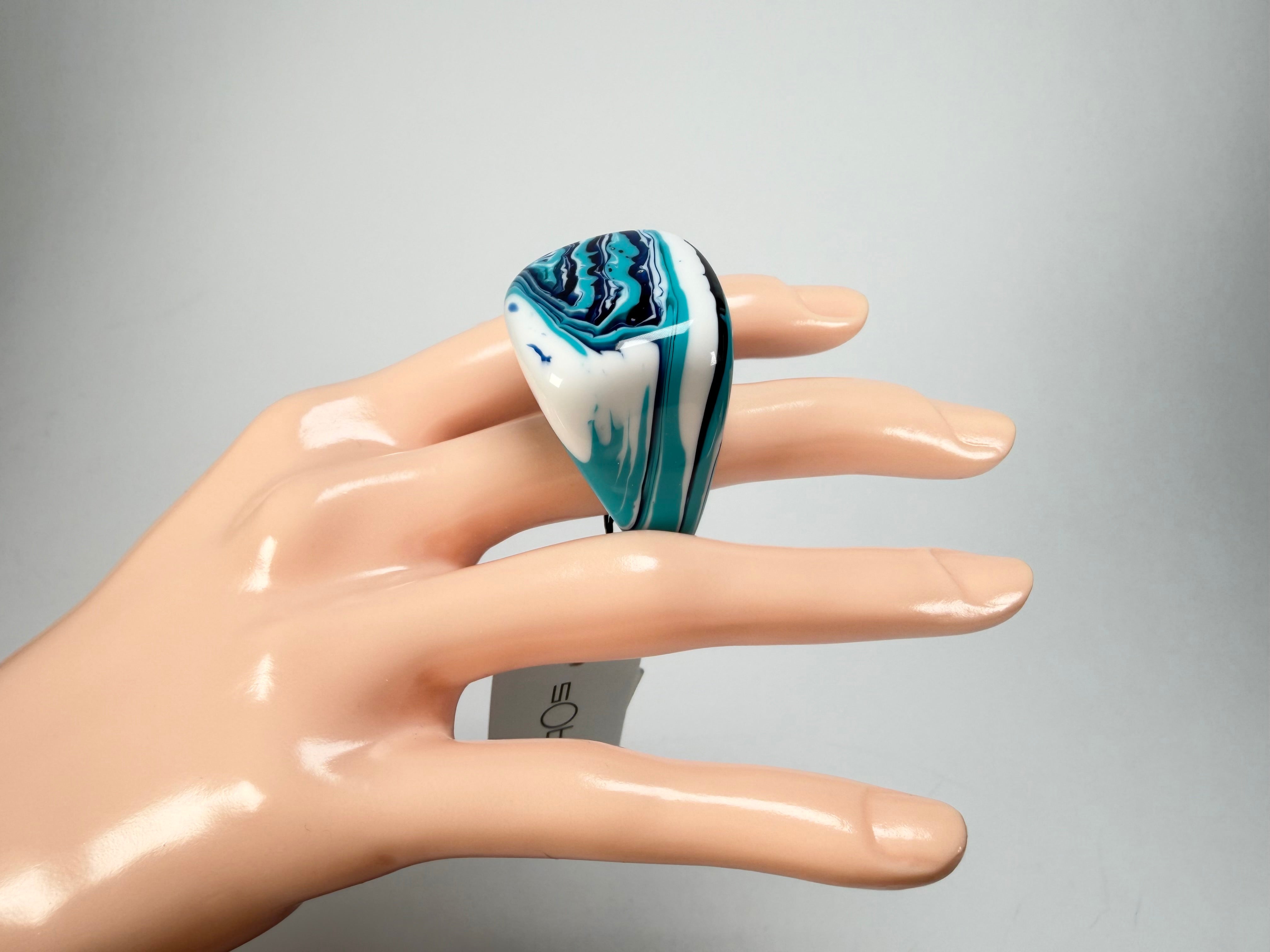 Sobral - Onda Azul "Wave" Blue Resin Ring ( 005325 ) - Size UK N / US 6.5