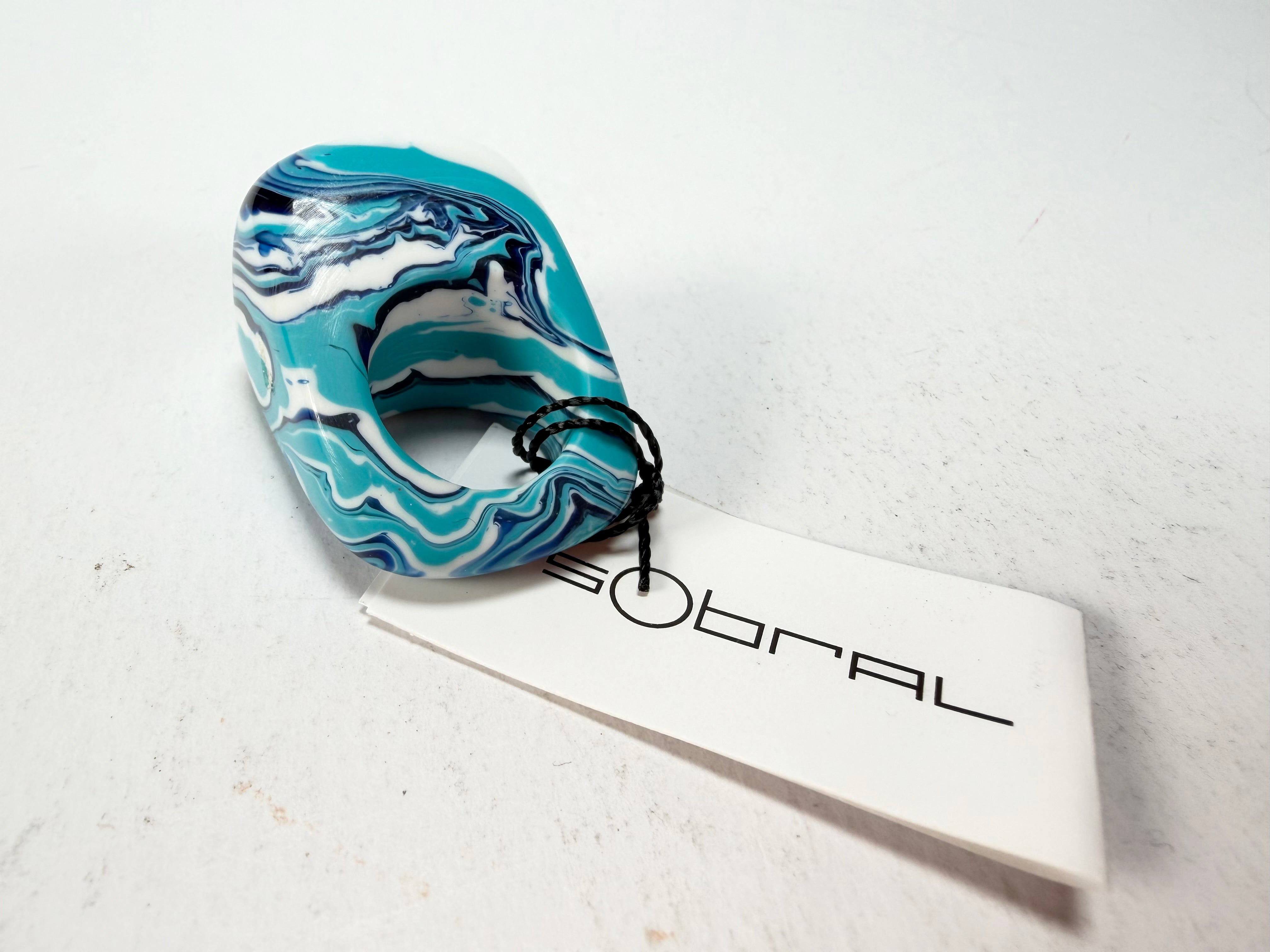 Sobral - Onda Azul "Wave" Blue Resin Ring ( 005325 ) - Size UK N / US 6.5