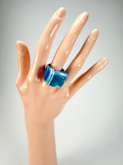 Sobral - Onda Azul "Pat" Blue Resin Ring ( 004857 ) - Size UK O / US 7