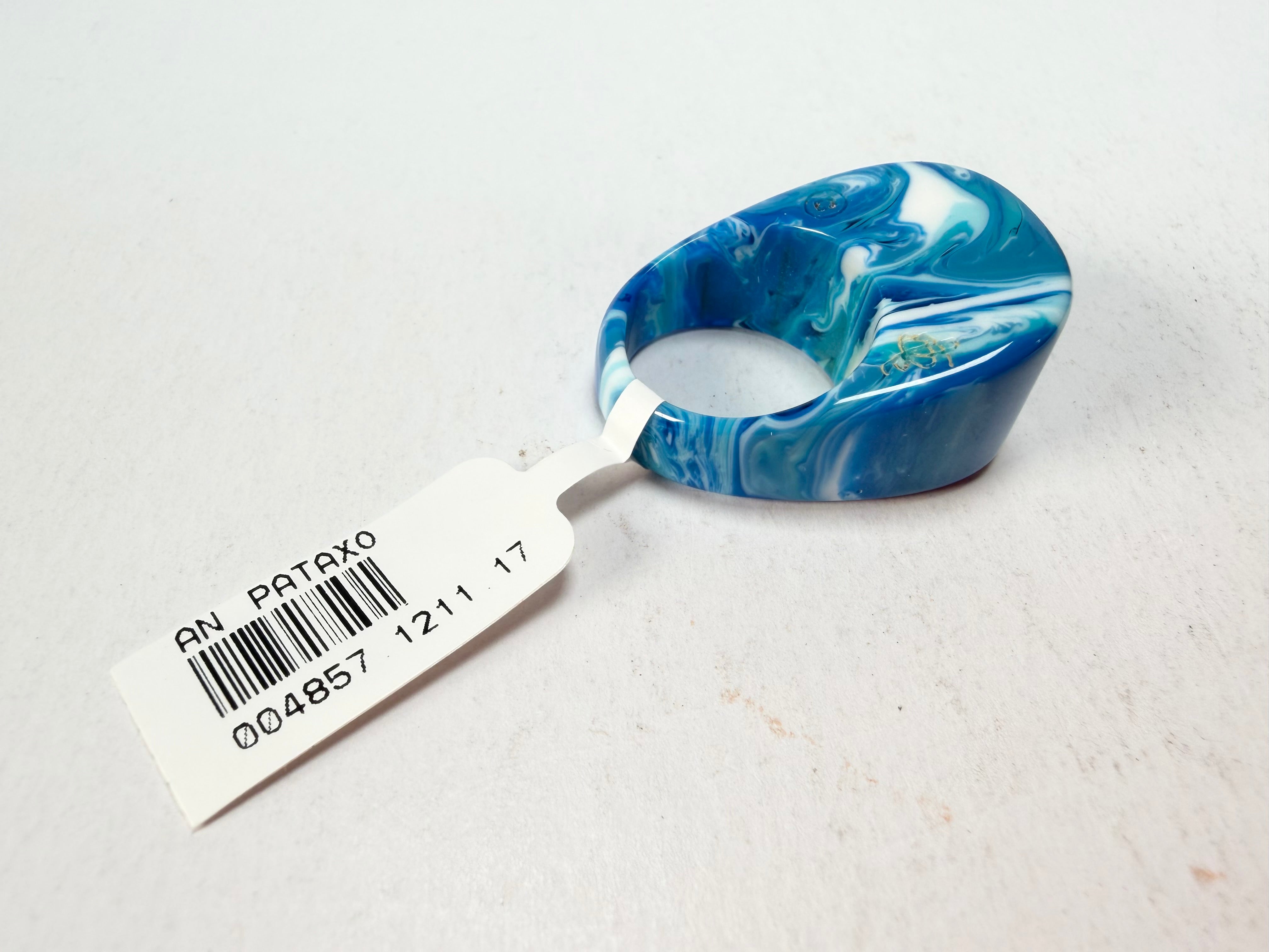 Sobral - Onda Azul "Pat" Blue Resin Ring ( 004857 ) - Size UK O / US 7