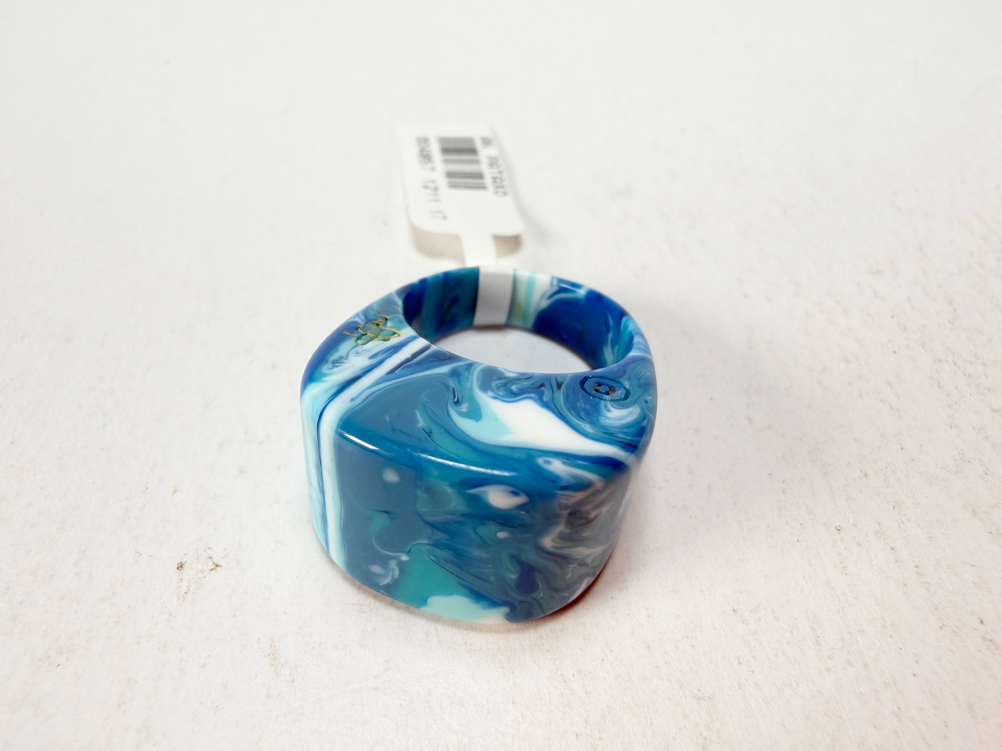 Sobral - Onda Azul "Pat" Blue Resin Ring ( 004857 ) - Size UK O / US 7