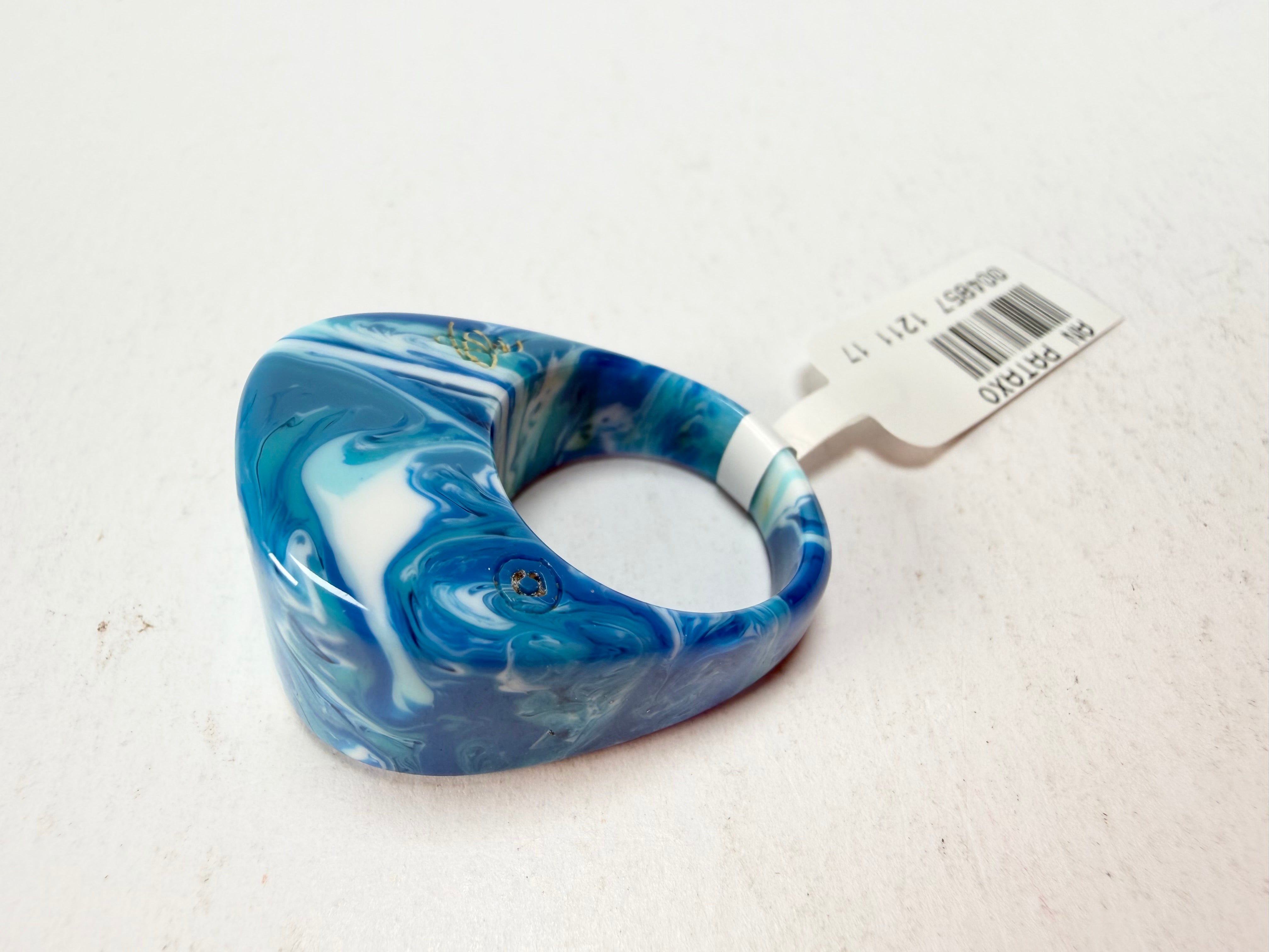Sobral - Onda Azul "Pat" Blue Resin Ring ( 004857 ) - Size UK O / US 7
