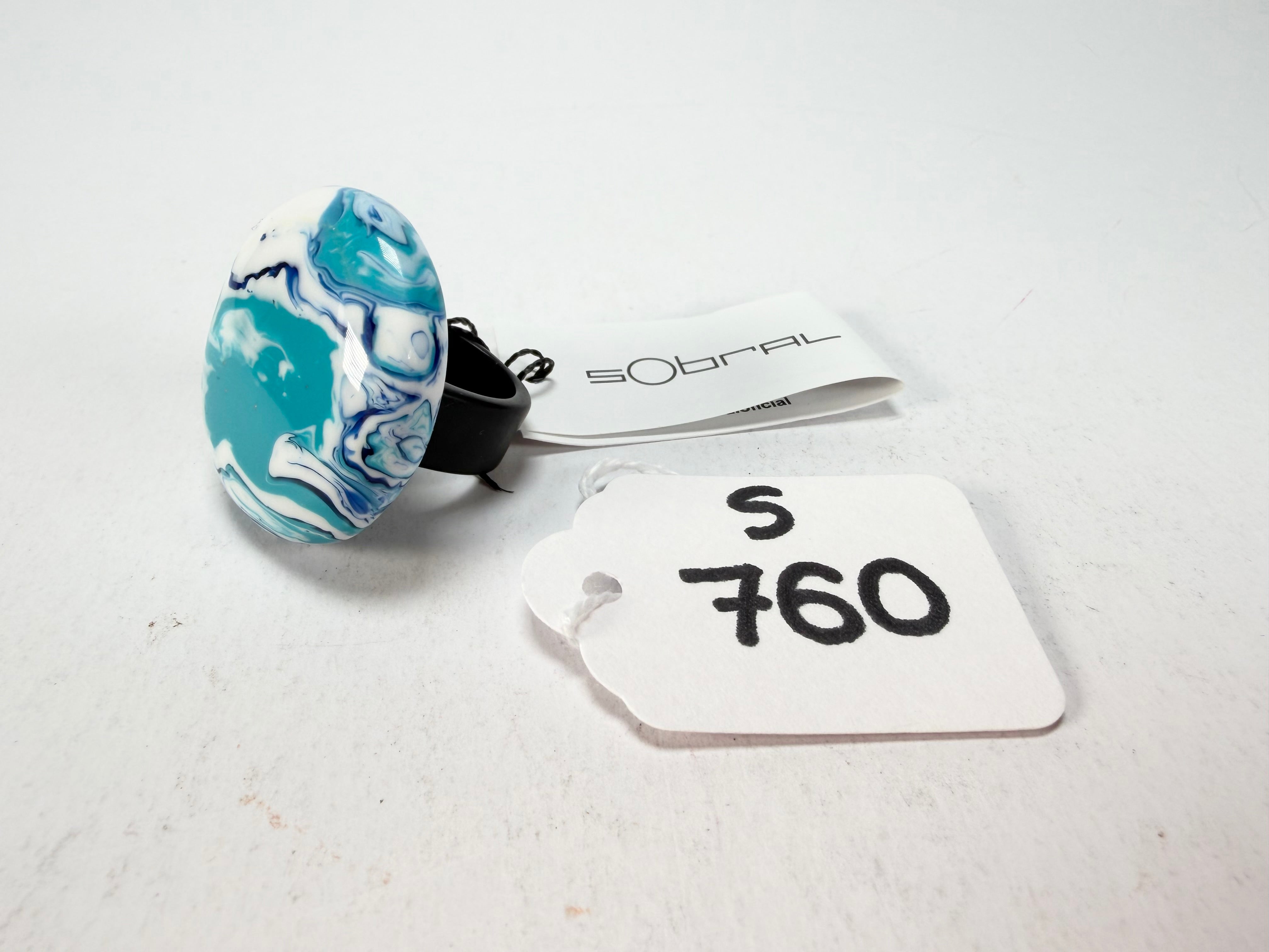 Sobral - Onda Azul "Onda Circle" Blue Resin Ring ( 005324 ) - Size UK Q / US 8