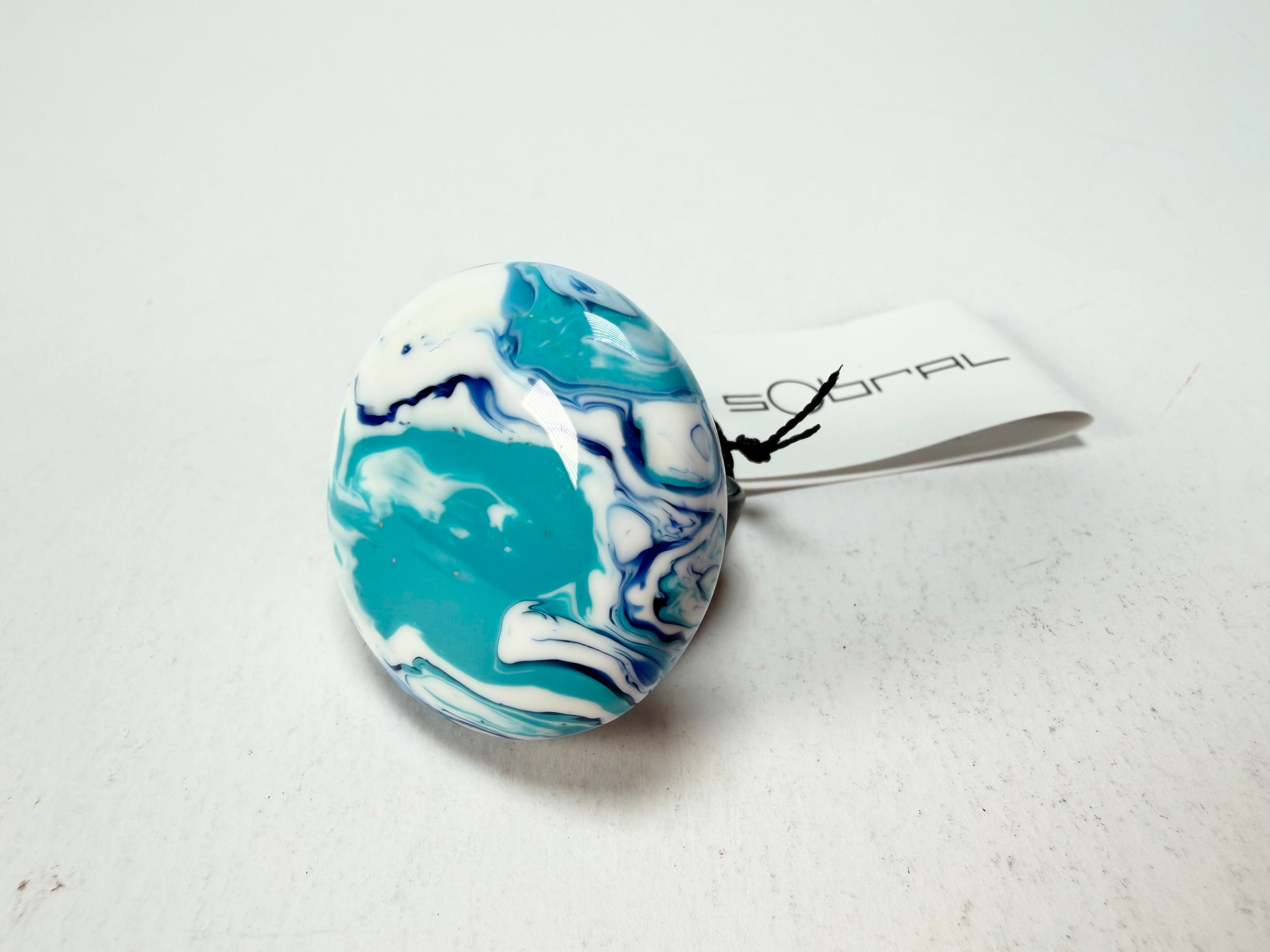Sobral - Onda Azul "Onda Circle" Blue Resin Ring ( 005324 ) - Size UK Q / US 8