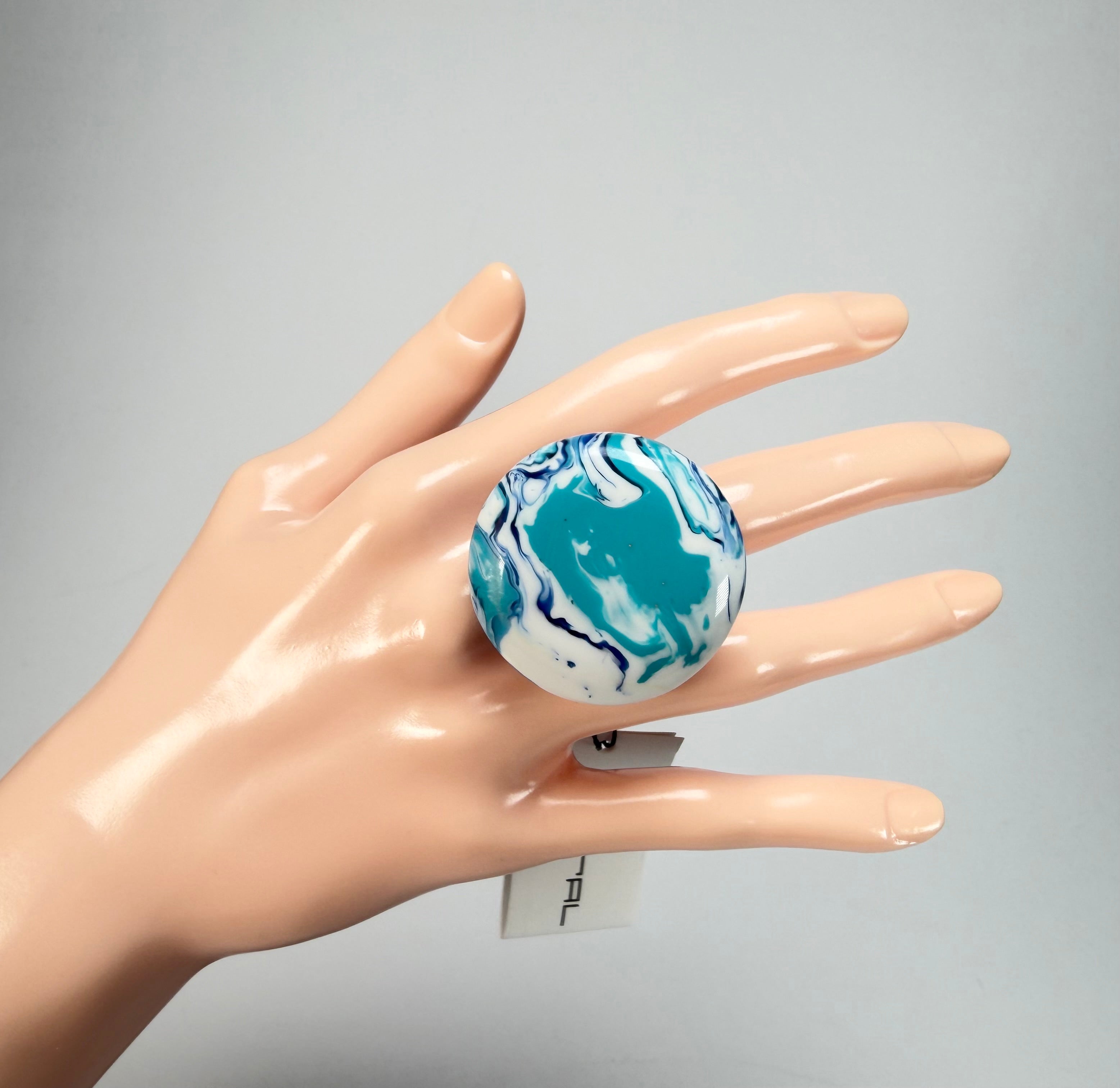 Sobral - Onda Azul "Onda Circle" Blue Resin Ring ( 005324 ) - Size UK Q / US 8