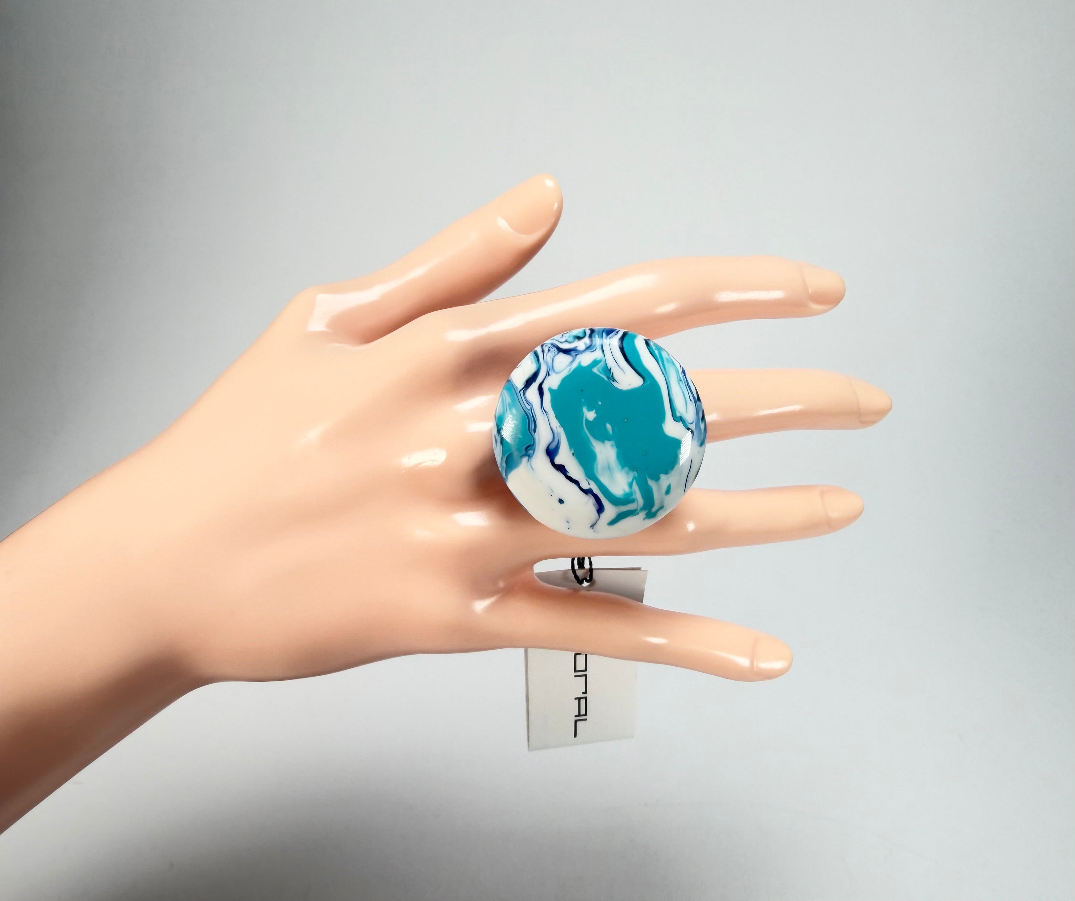Sobral - Onda Azul "Onda Circle" Blue Resin Ring ( 005324 ) - Size UK Q / US 8