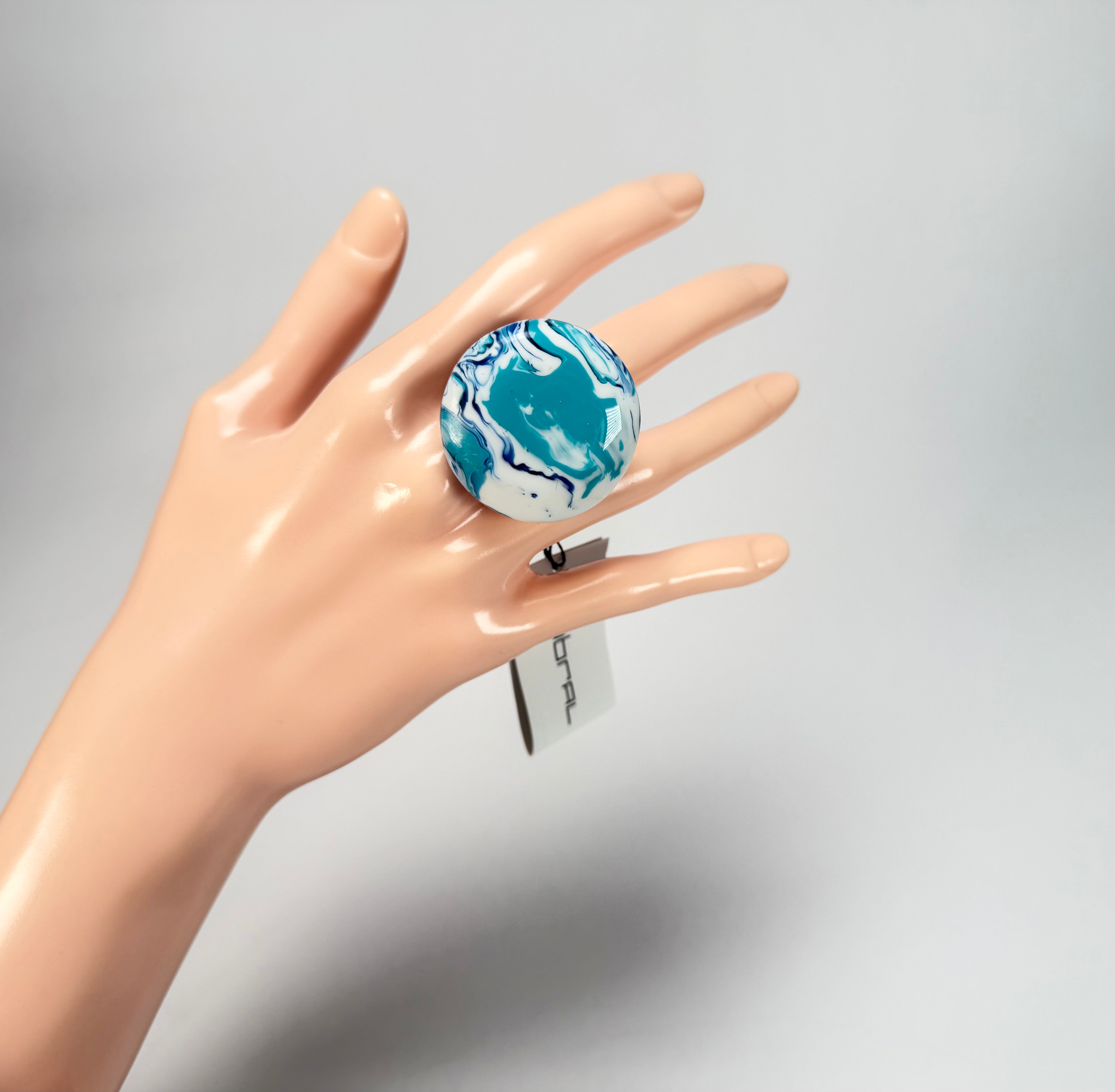 Sobral - Onda Azul "Onda Circle" Blue Resin Ring ( 005324 ) - Size UK Q / US 8