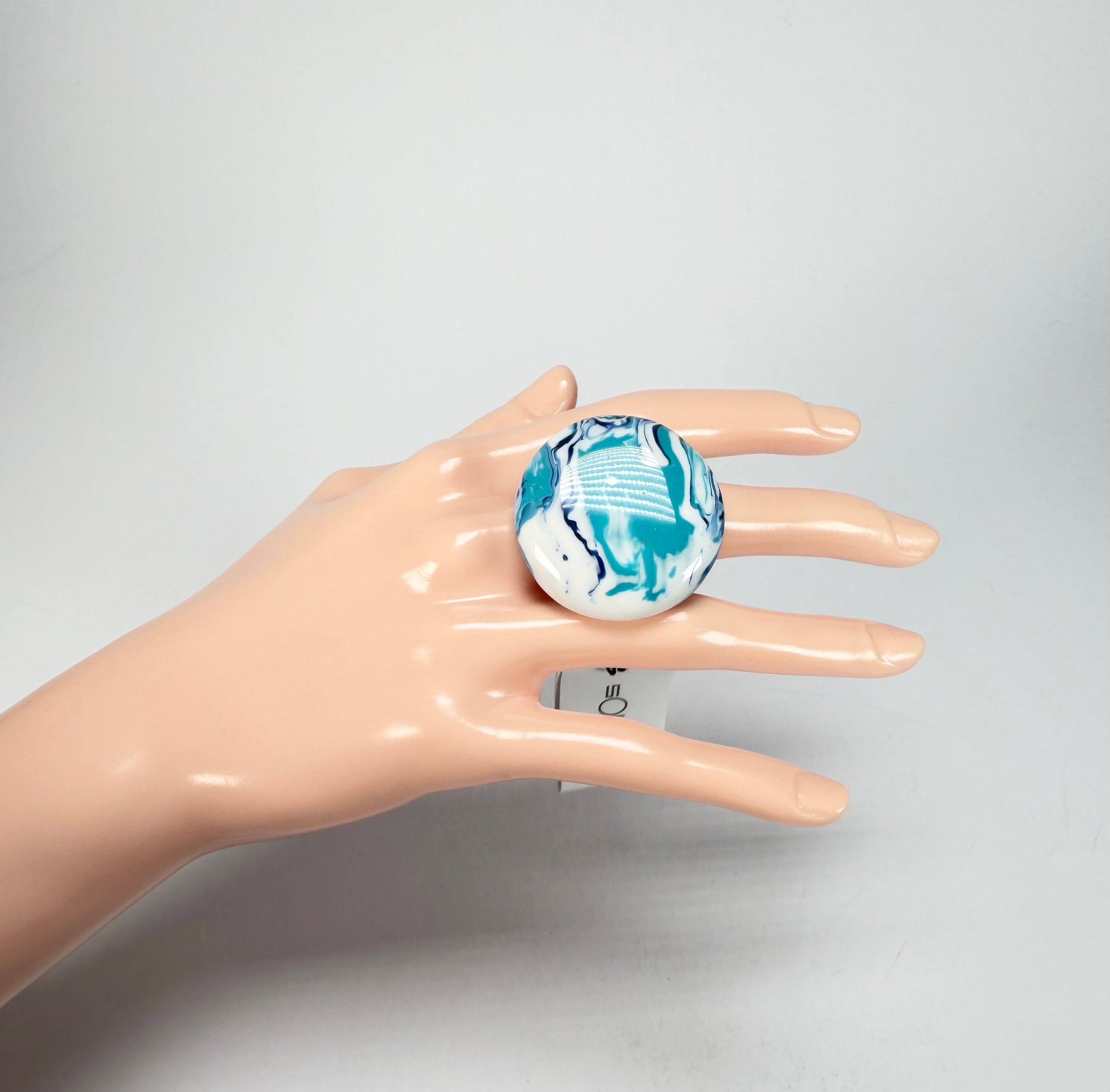 Sobral - Onda Azul "Onda Circle" Blue Resin Ring ( 005324 ) - Size UK Q / US 8