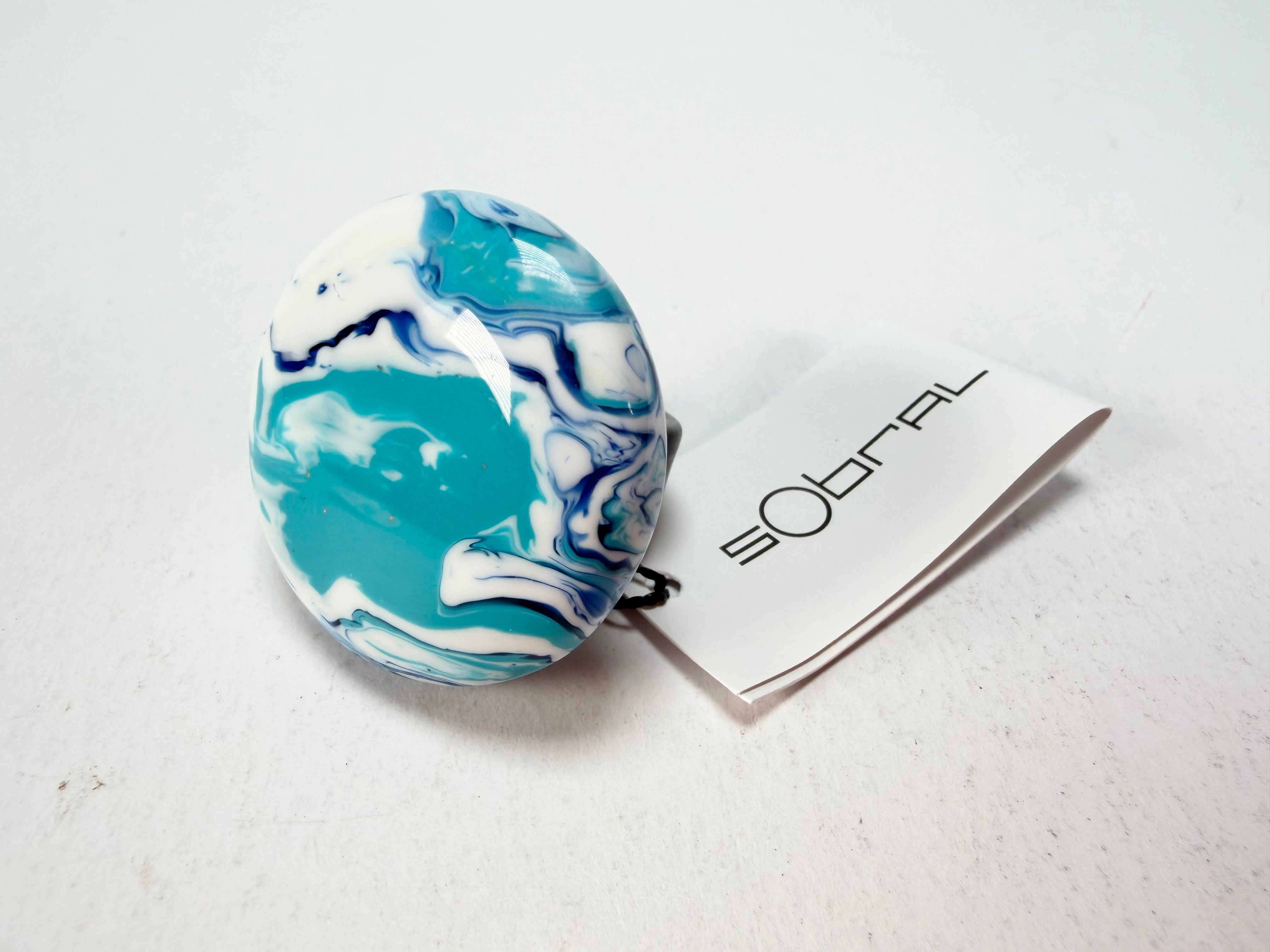Sobral - Onda Azul "Onda Circle" Blue Resin Ring ( 005324 ) - Size UK Q / US 8