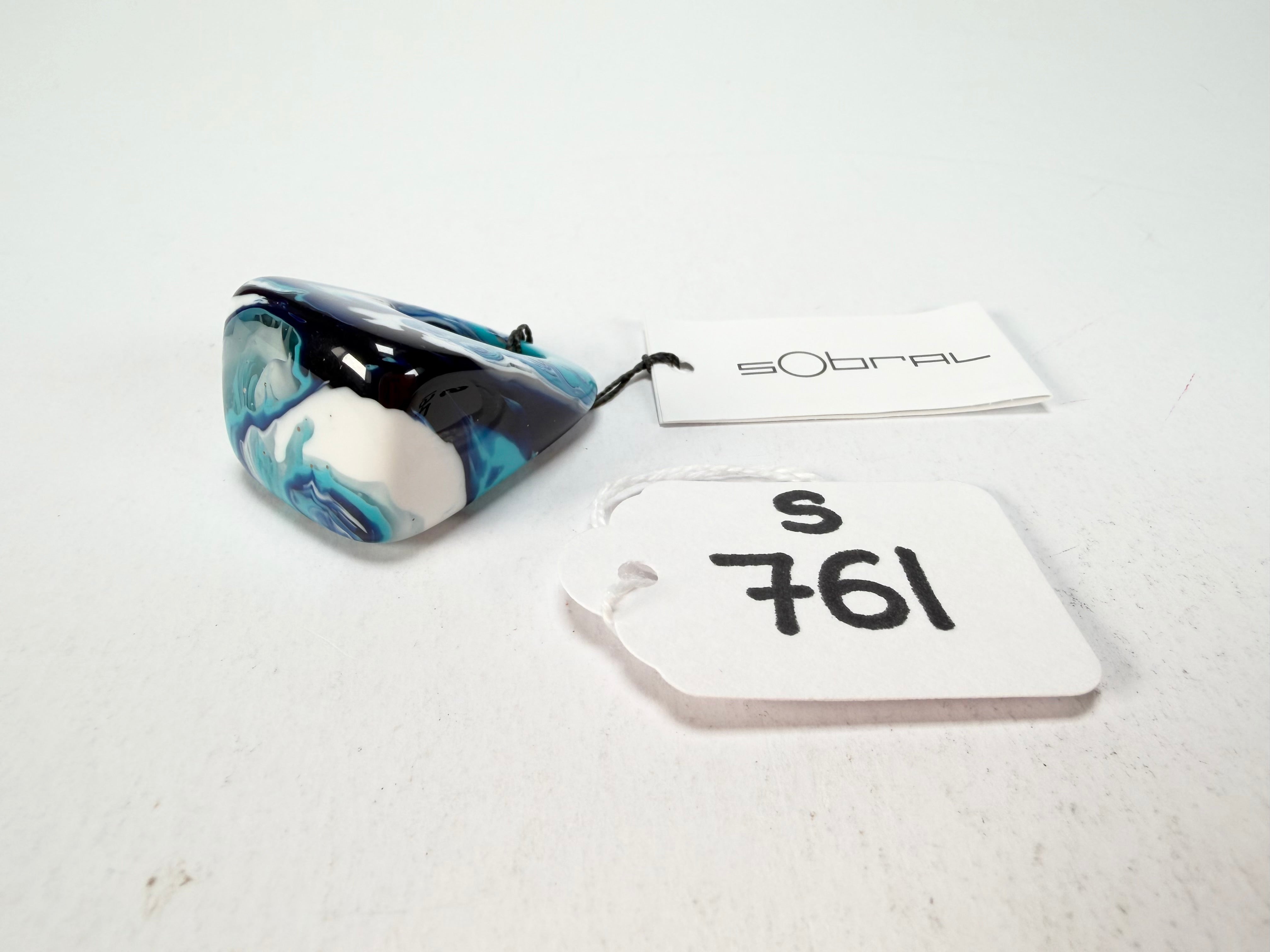 Sobral - Onda Azul "Wave" Blue Resin Ring ( 005325 ) - Size UK P / US 8