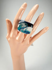 Sobral - Onda Azul "Wave" Blue Resin Ring ( 005325 ) - Size UK P / US 8