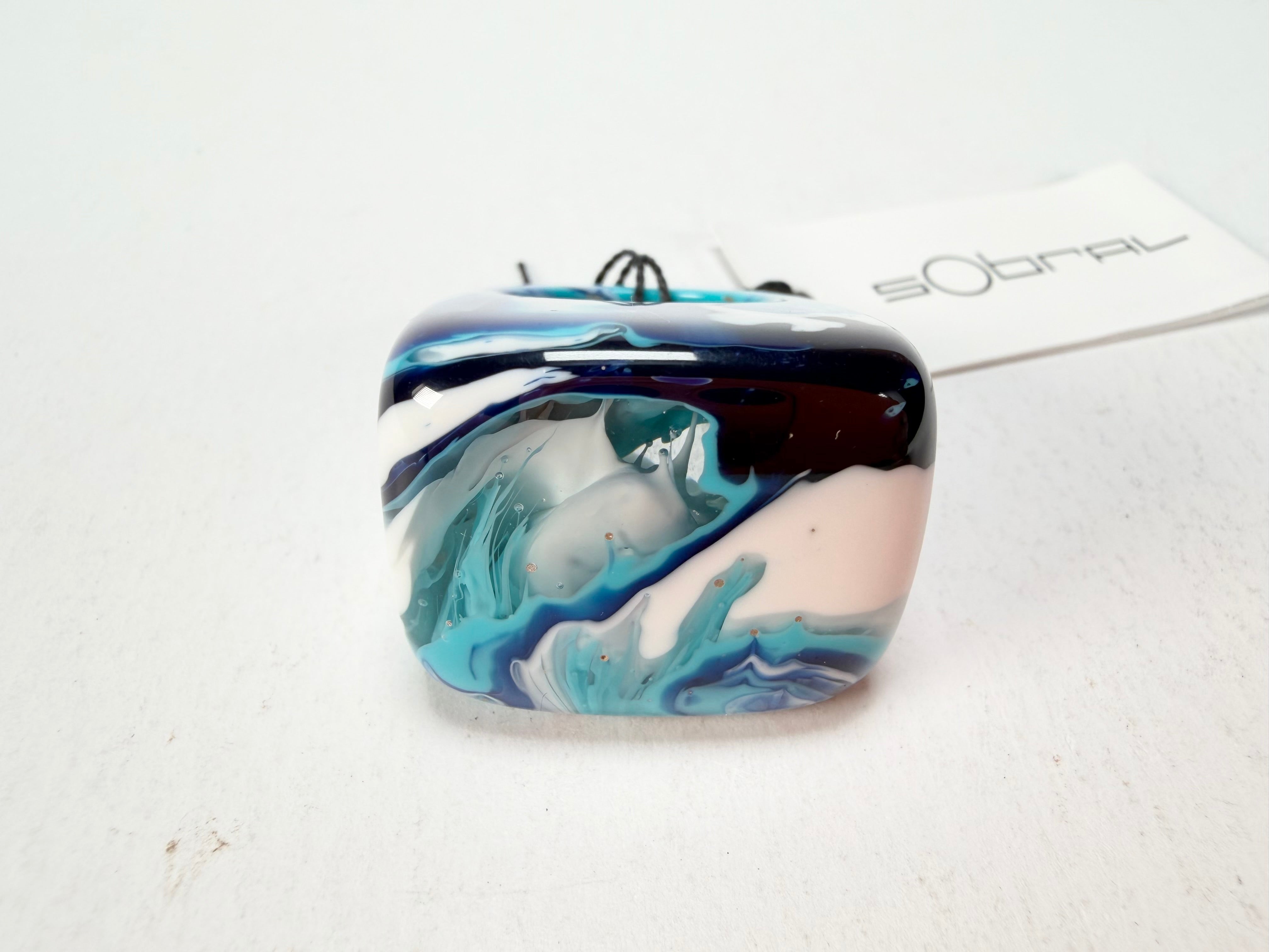 Sobral - Onda Azul "Wave" Blue Resin Ring ( 005325 ) - Size UK P / US 8
