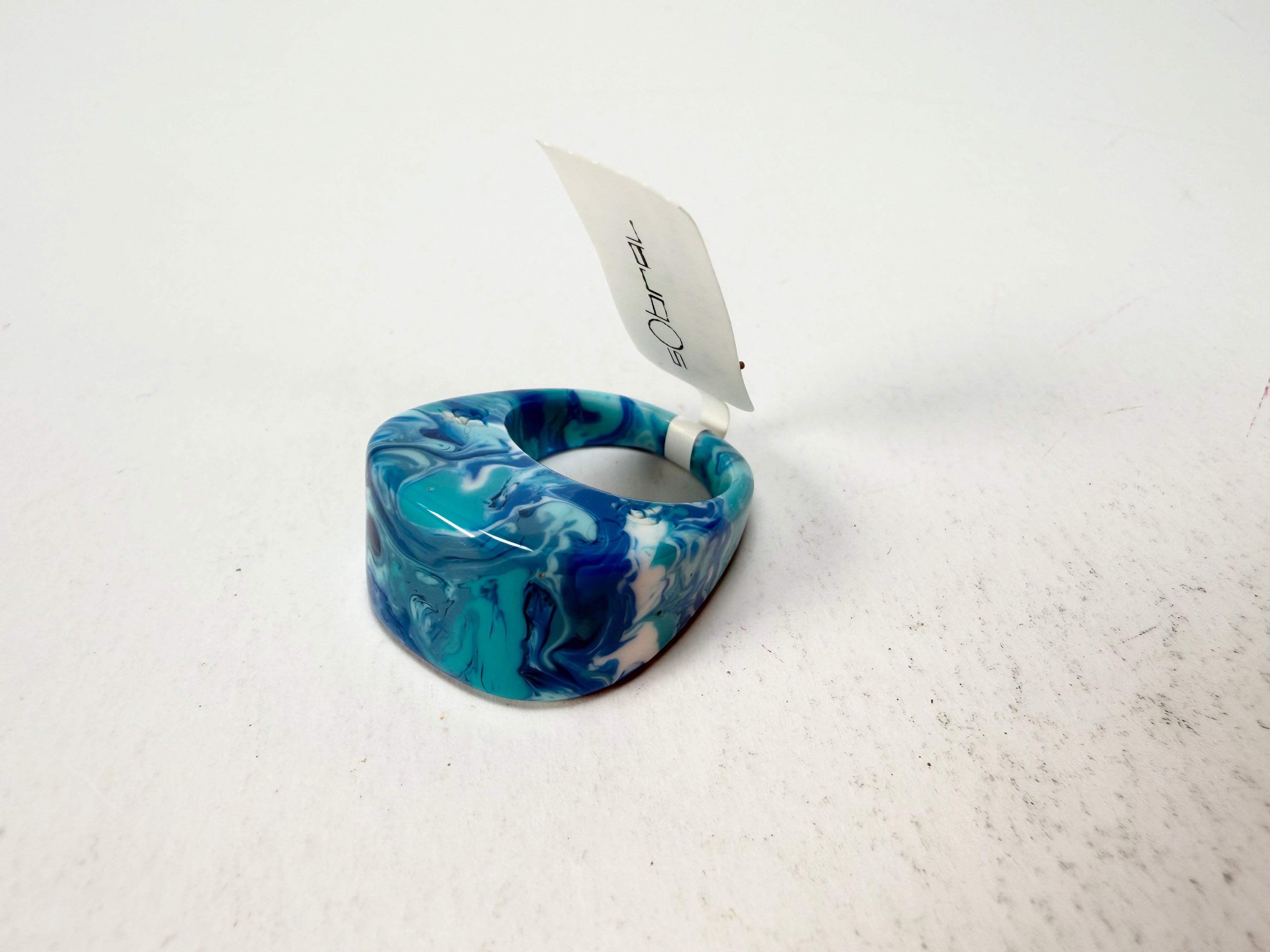 Sobral - Onda Azul "Pat" Blue Resin Ring ( 004857 ) - Size UK Q / US 8