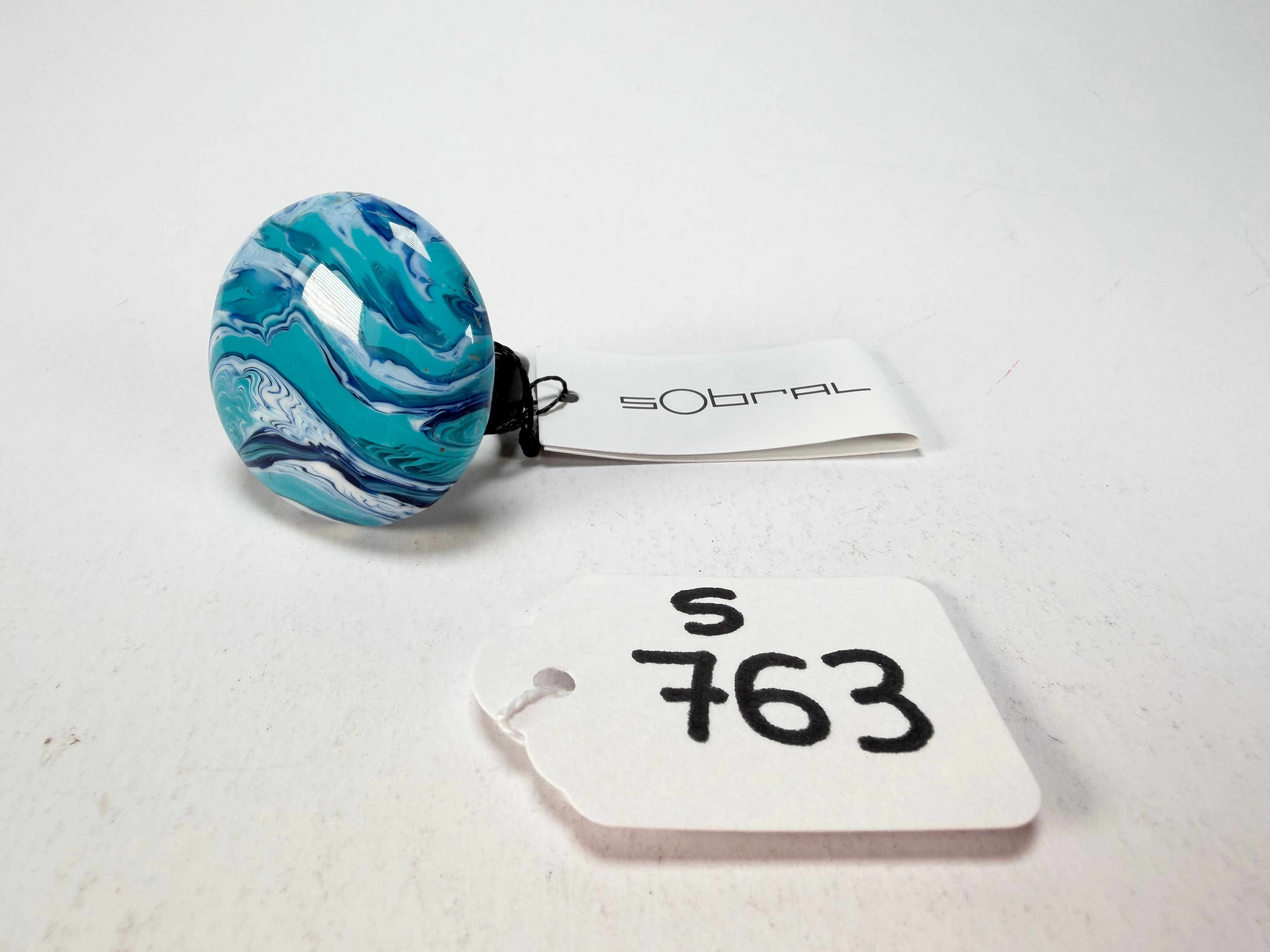 Sobral - Onda Azul "Onda Circle" Blue Resin Ring ( 005324 ) - Size UK T / US 9.5