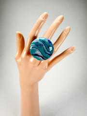 Sobral - Onda Azul "Onda Circle" Blue Resin Ring ( 005324 ) - Size UK T / US 9.5