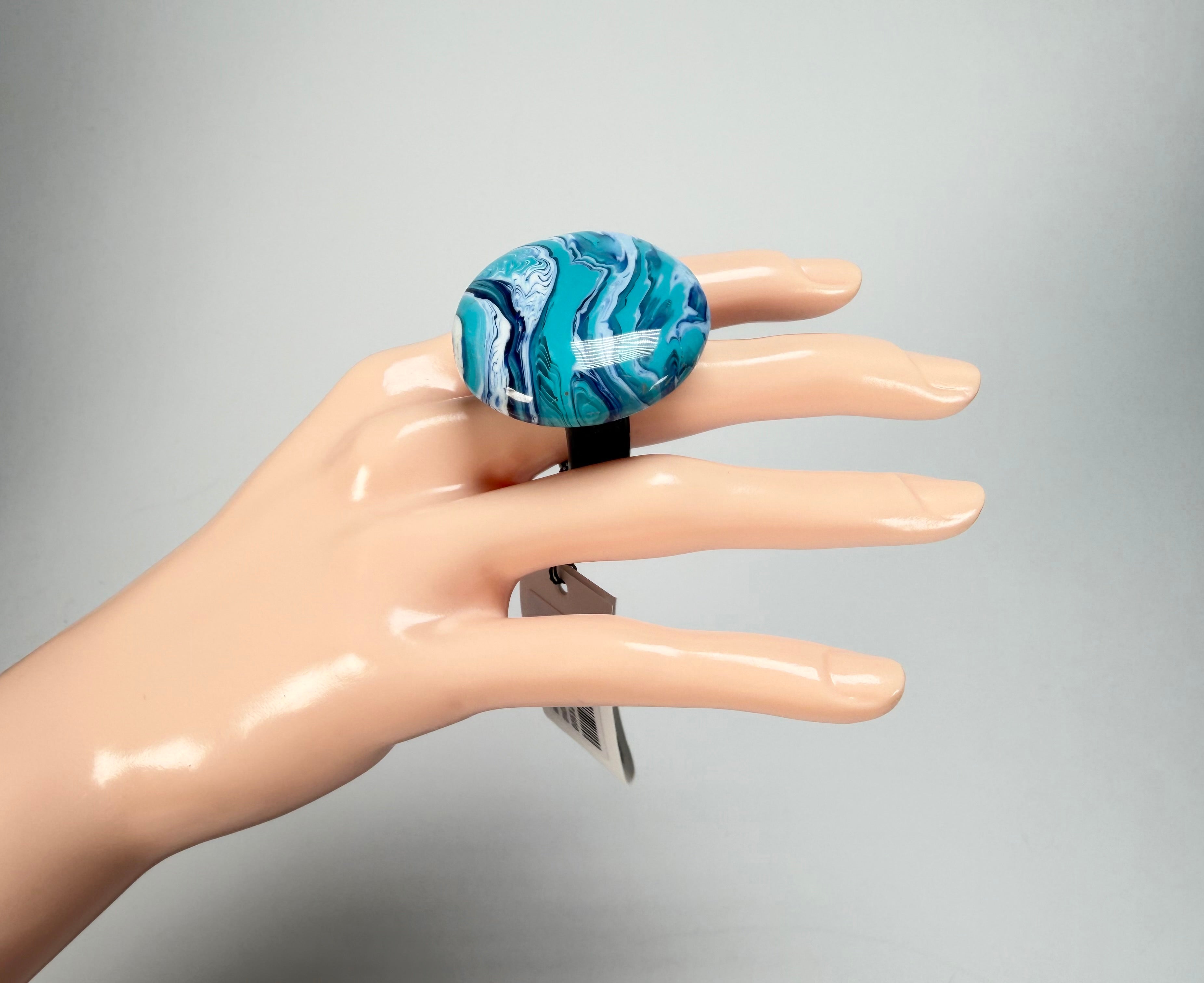 Sobral - Onda Azul "Onda Circle" Blue Resin Ring ( 005324 ) - Size UK T / US 9.5