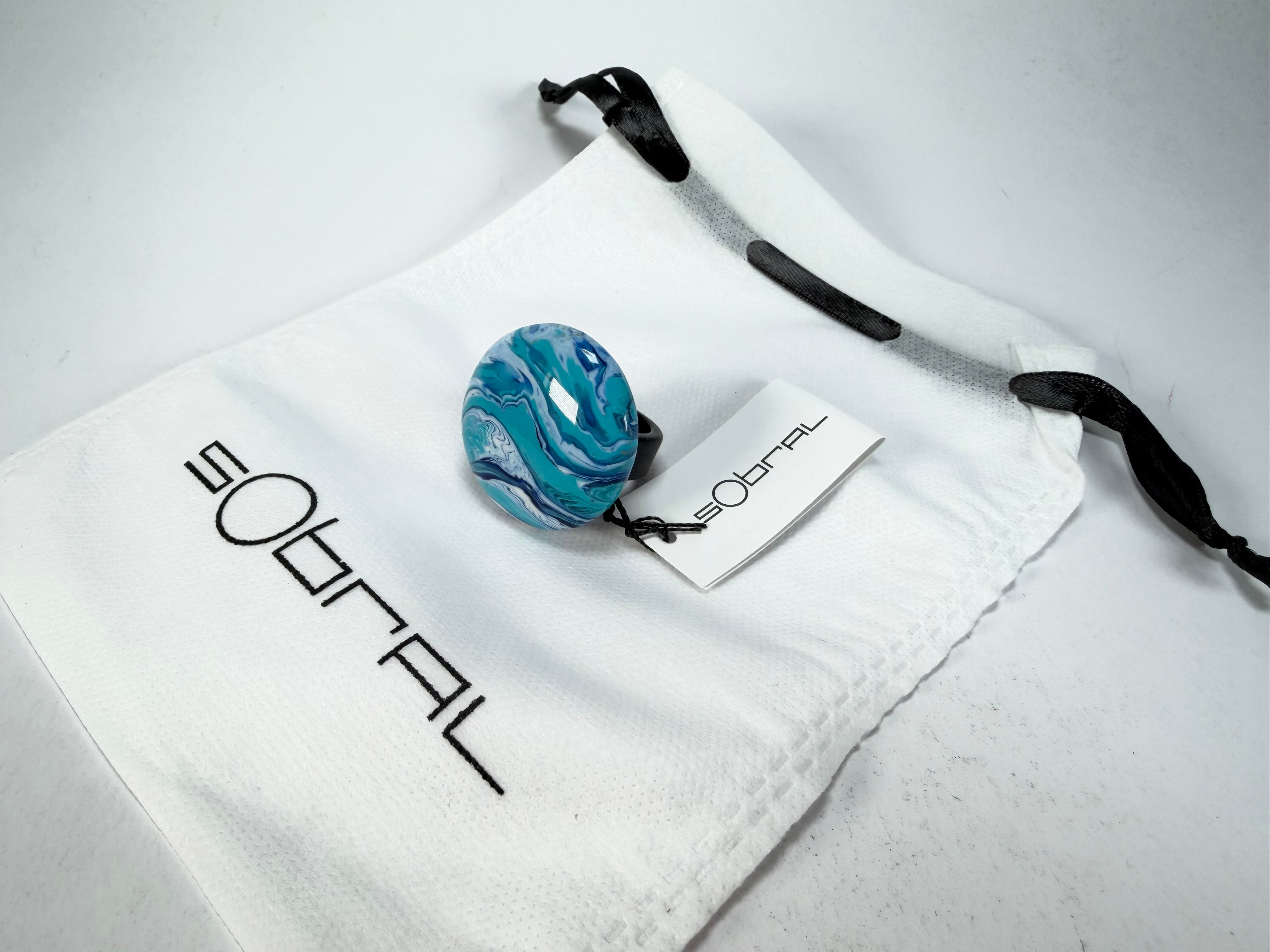 Sobral - Onda Azul "Onda Circle" Blue Resin Ring ( 005324 ) - Size UK T / US 9.5