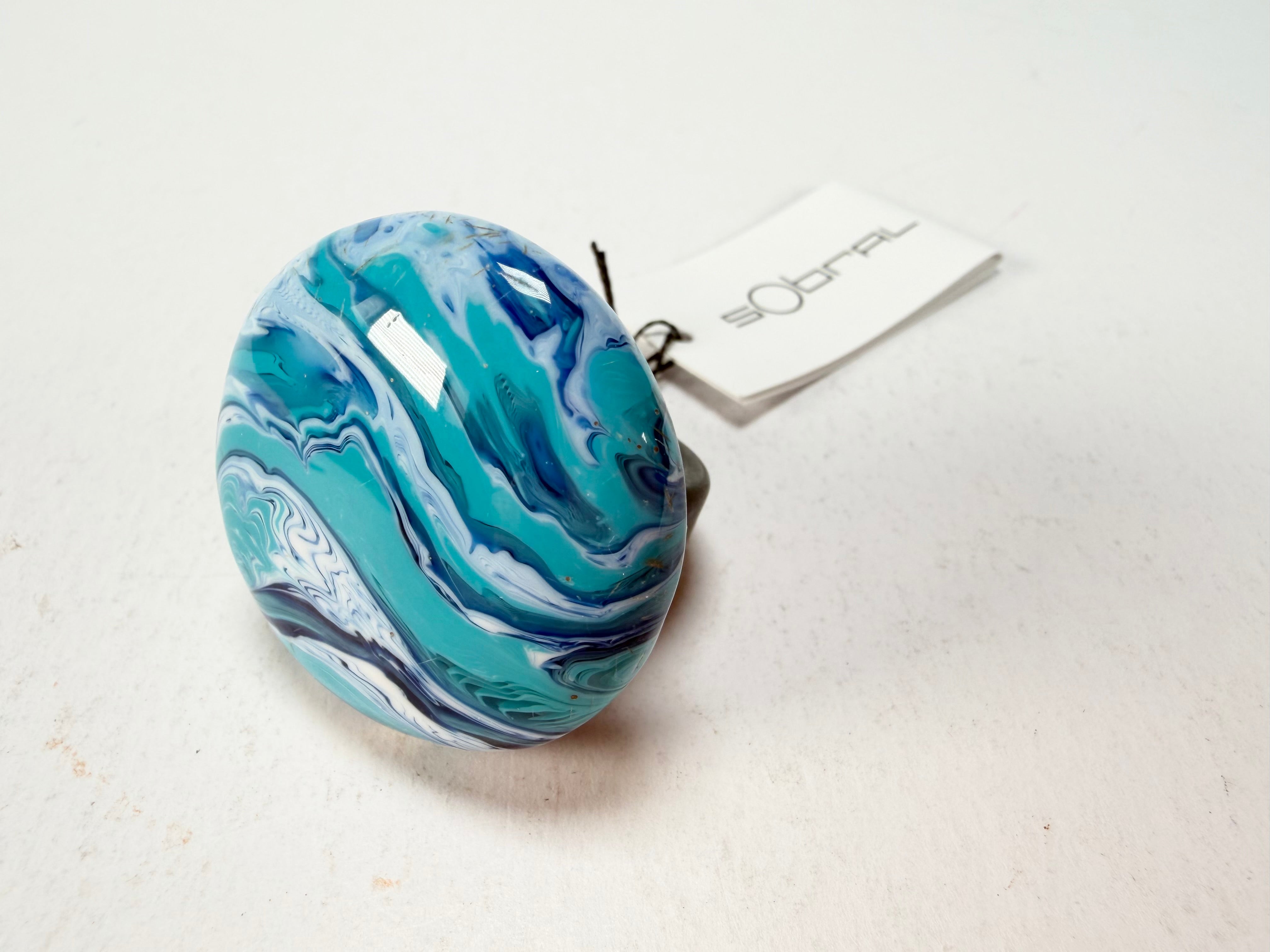 Sobral - Onda Azul "Onda Circle" Blue Resin Ring ( 005324 ) - Size UK T / US 9.5