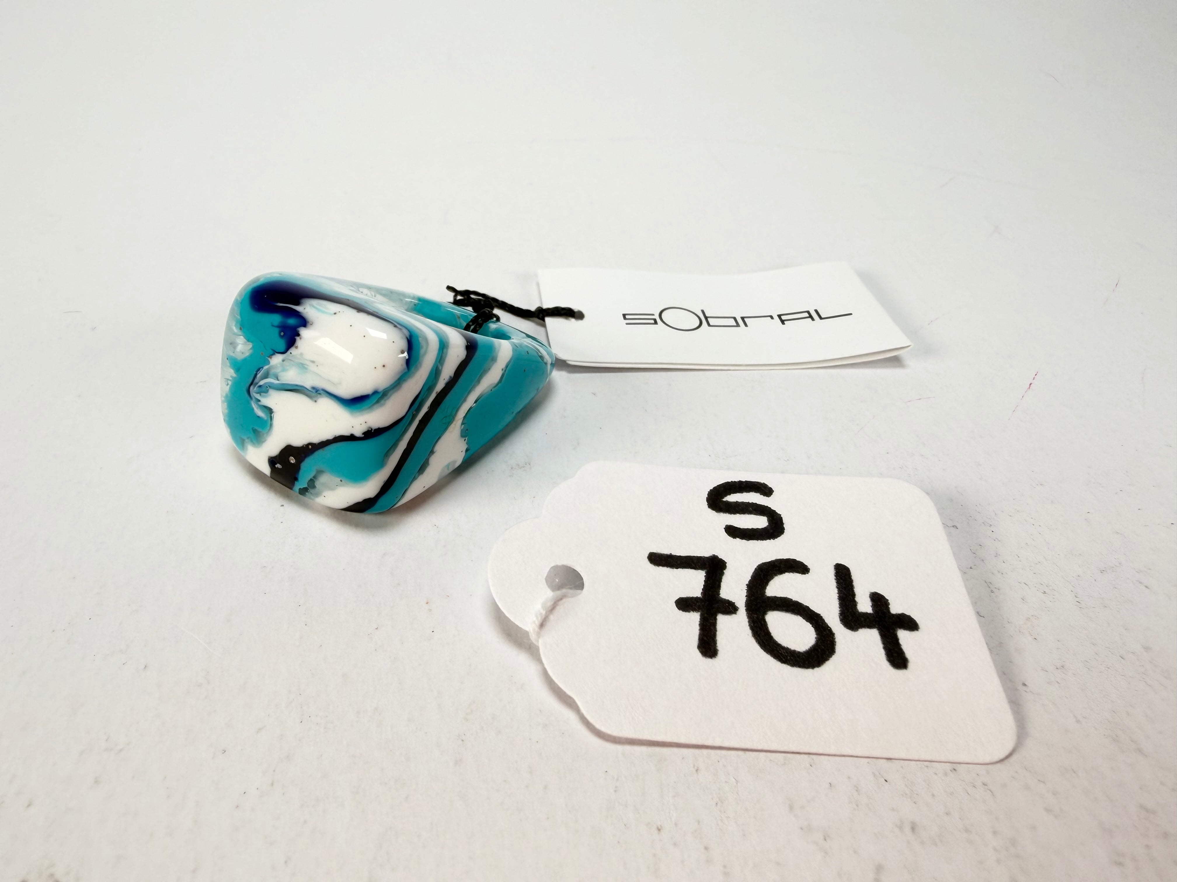 Sobral - Onda Azul "Wave" Blue Resin Ring ( 005325 ) - Size UK S / US 9