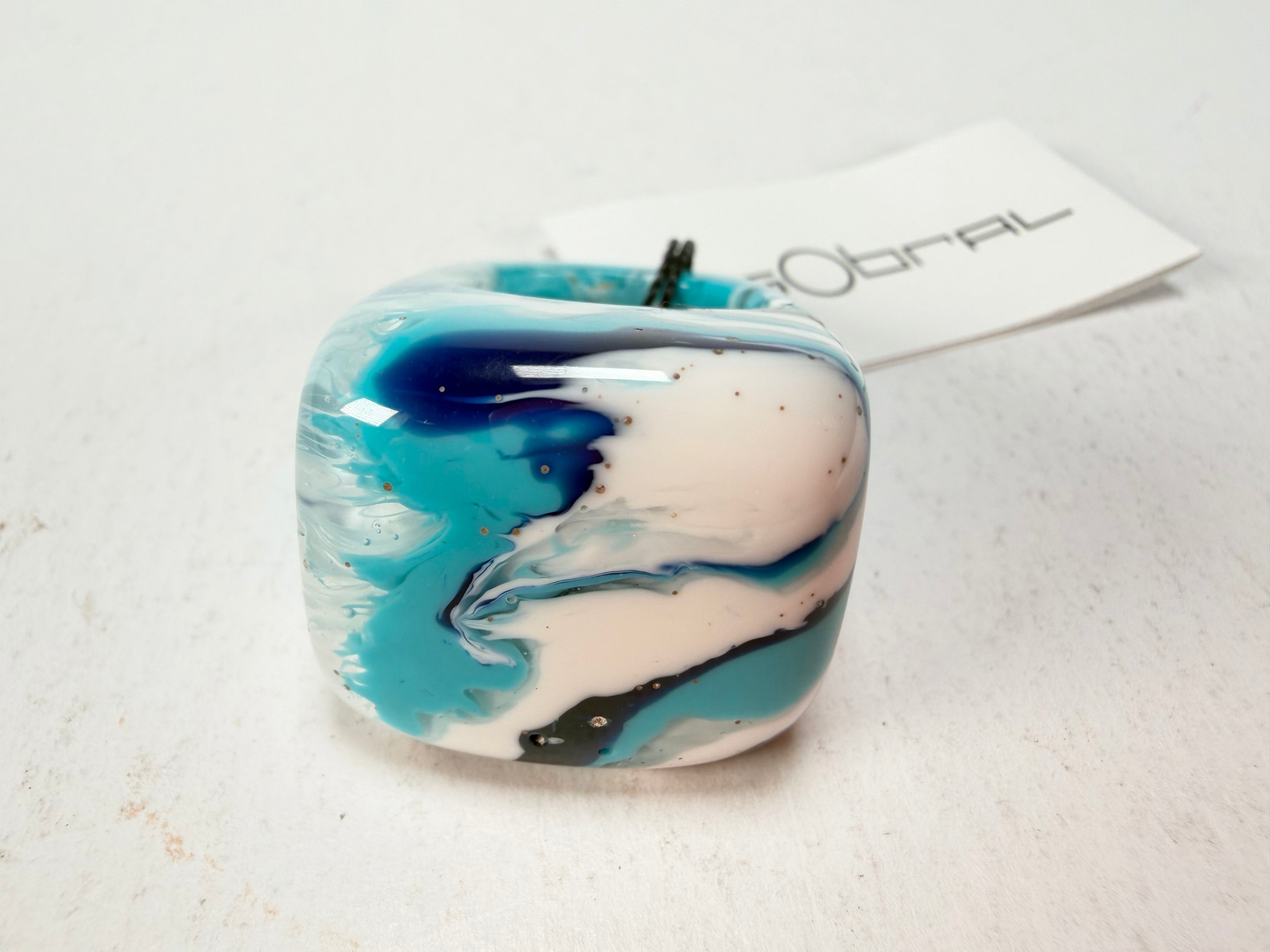 Sobral - Onda Azul "Wave" Blue Resin Ring ( 005325 ) - Size UK S / US 9