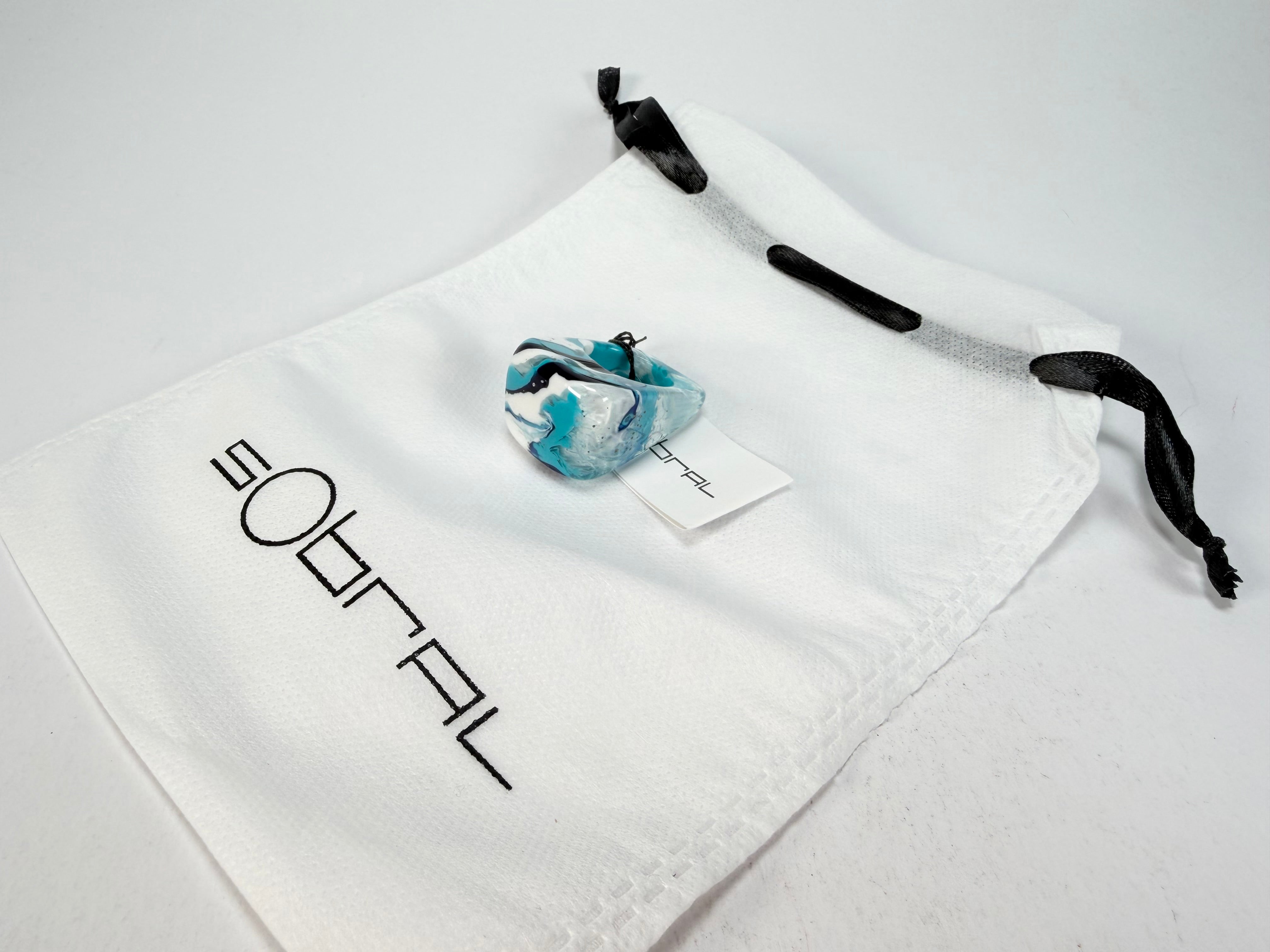 Sobral - Onda Azul "Wave" Blue Resin Ring ( 005325 ) - Size UK S / US 9