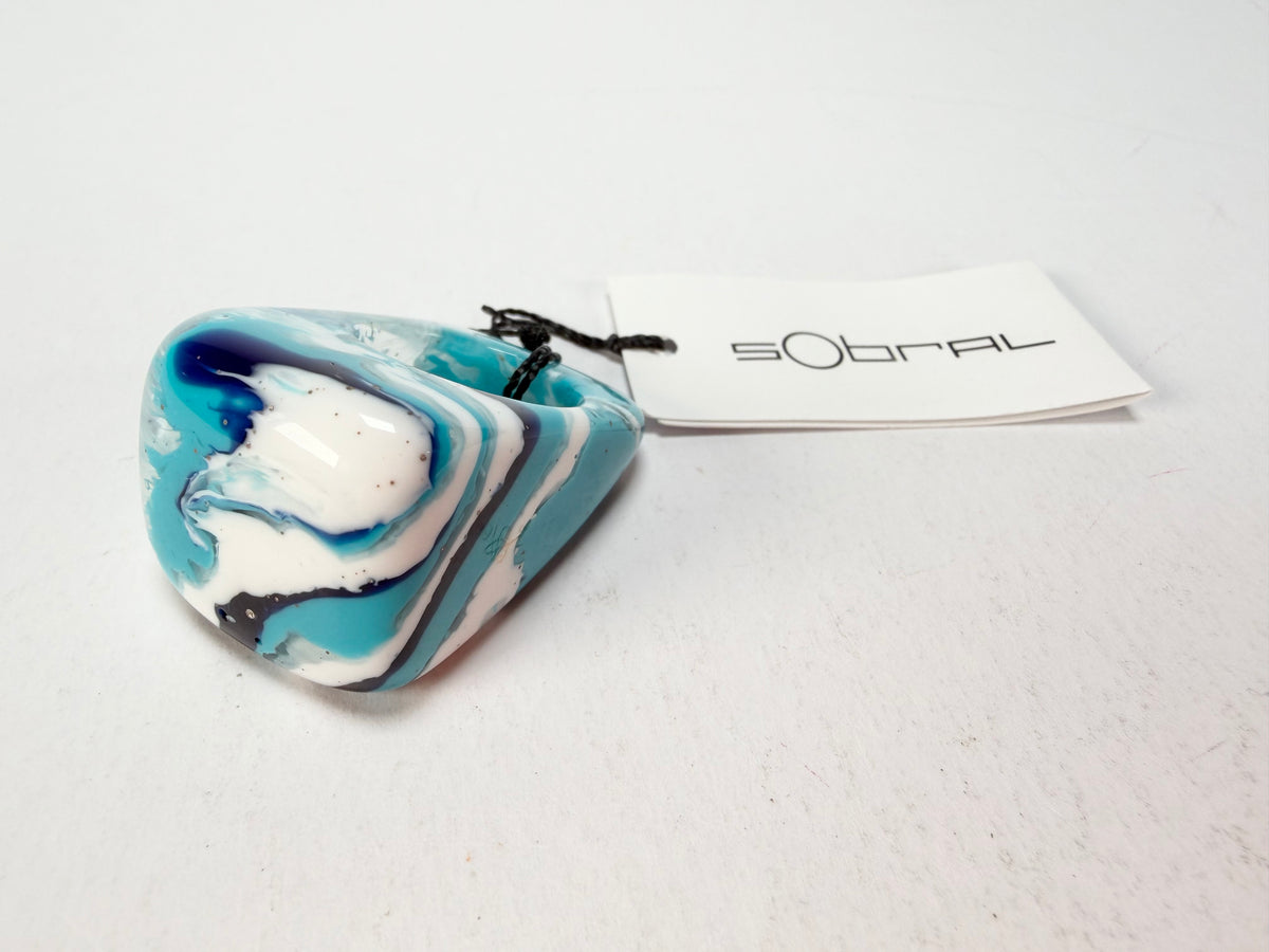 Sobral - Onda Azul "Wave" Blue Resin Ring ( 005325 ) - Size UK S / US 9