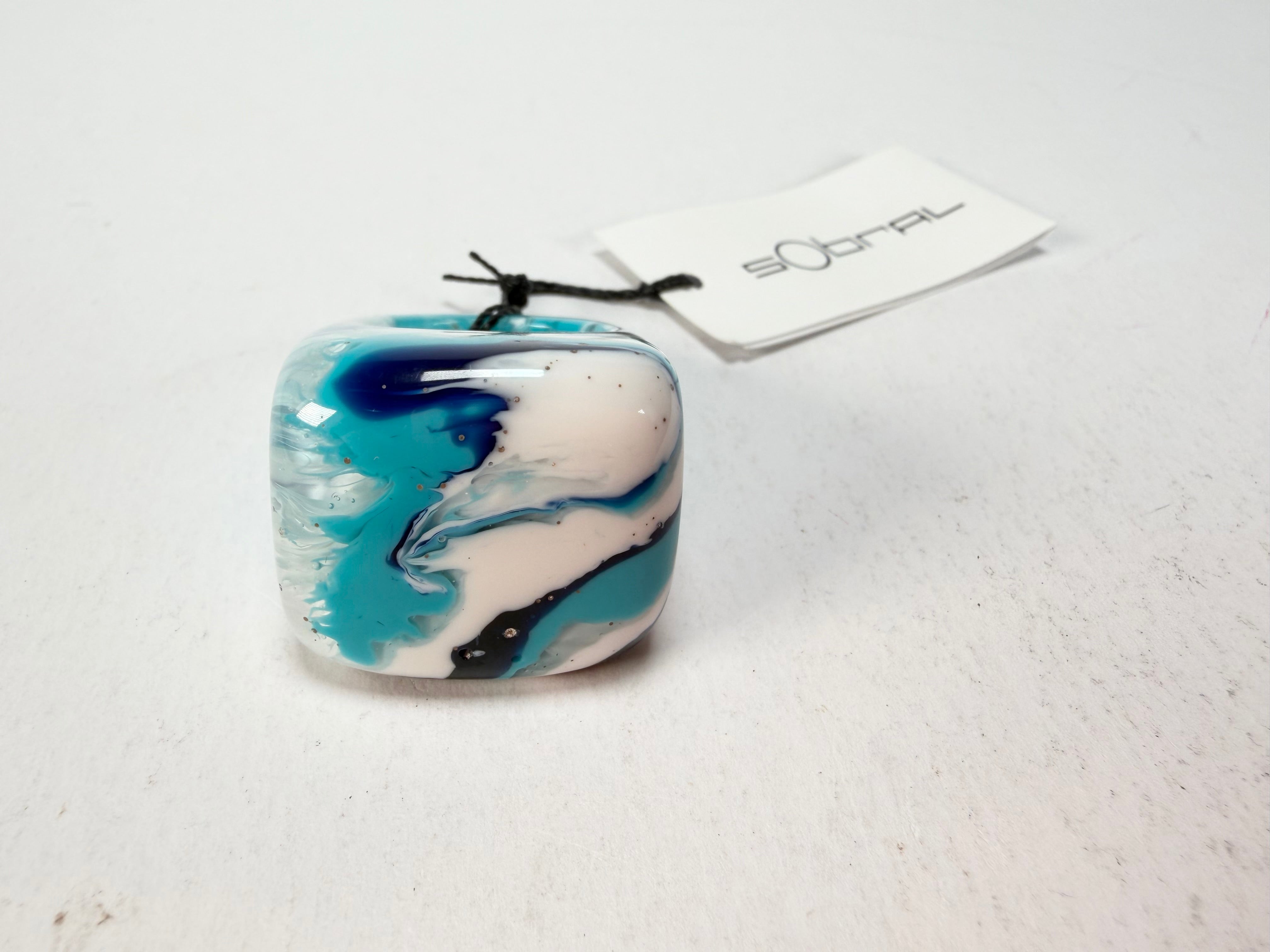 Sobral - Onda Azul "Wave" Blue Resin Ring ( 005325 ) - Size UK S / US 9