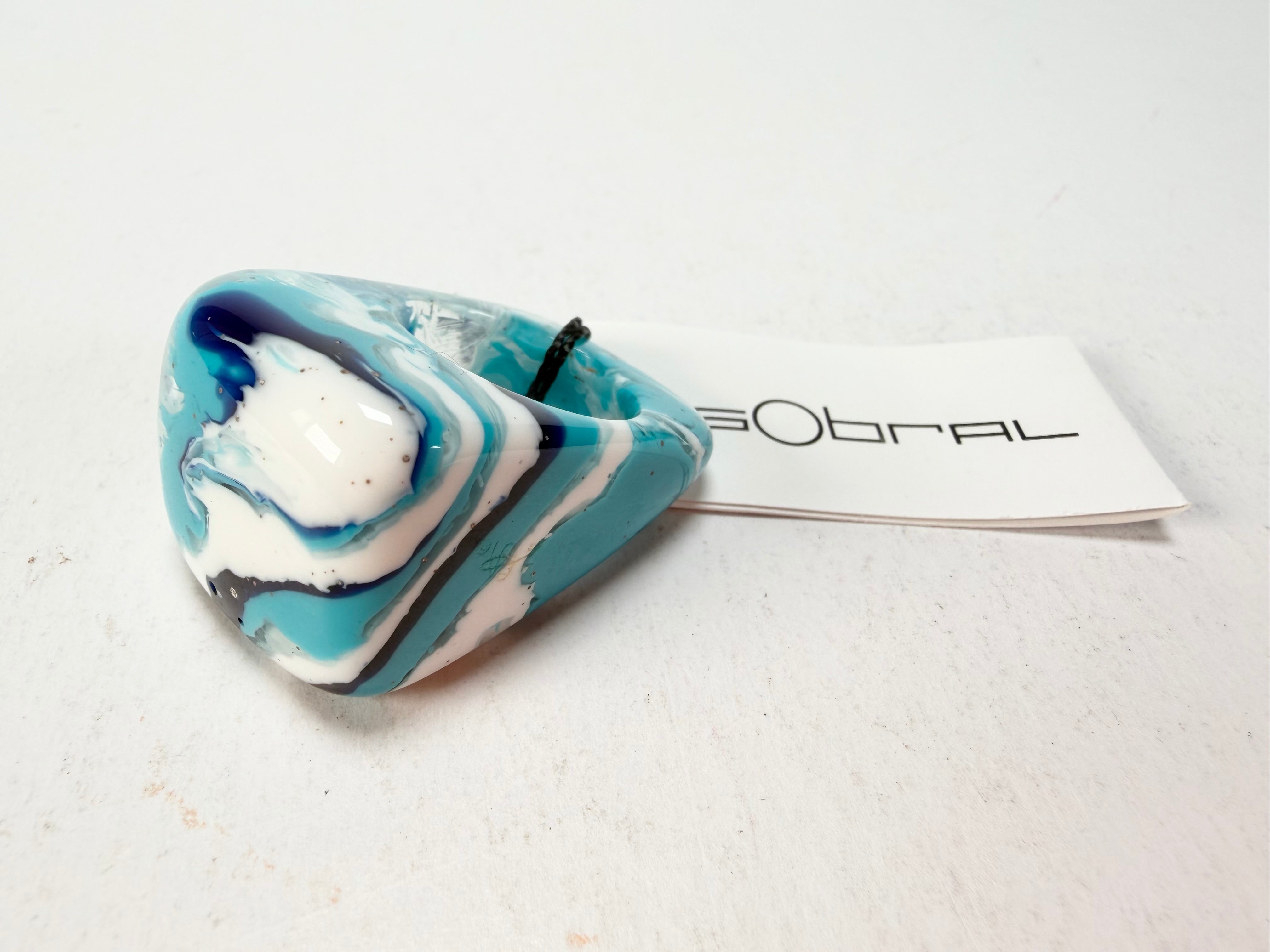 Sobral - Onda Azul "Wave" Blue Resin Ring ( 005325 ) - Size UK S / US 9