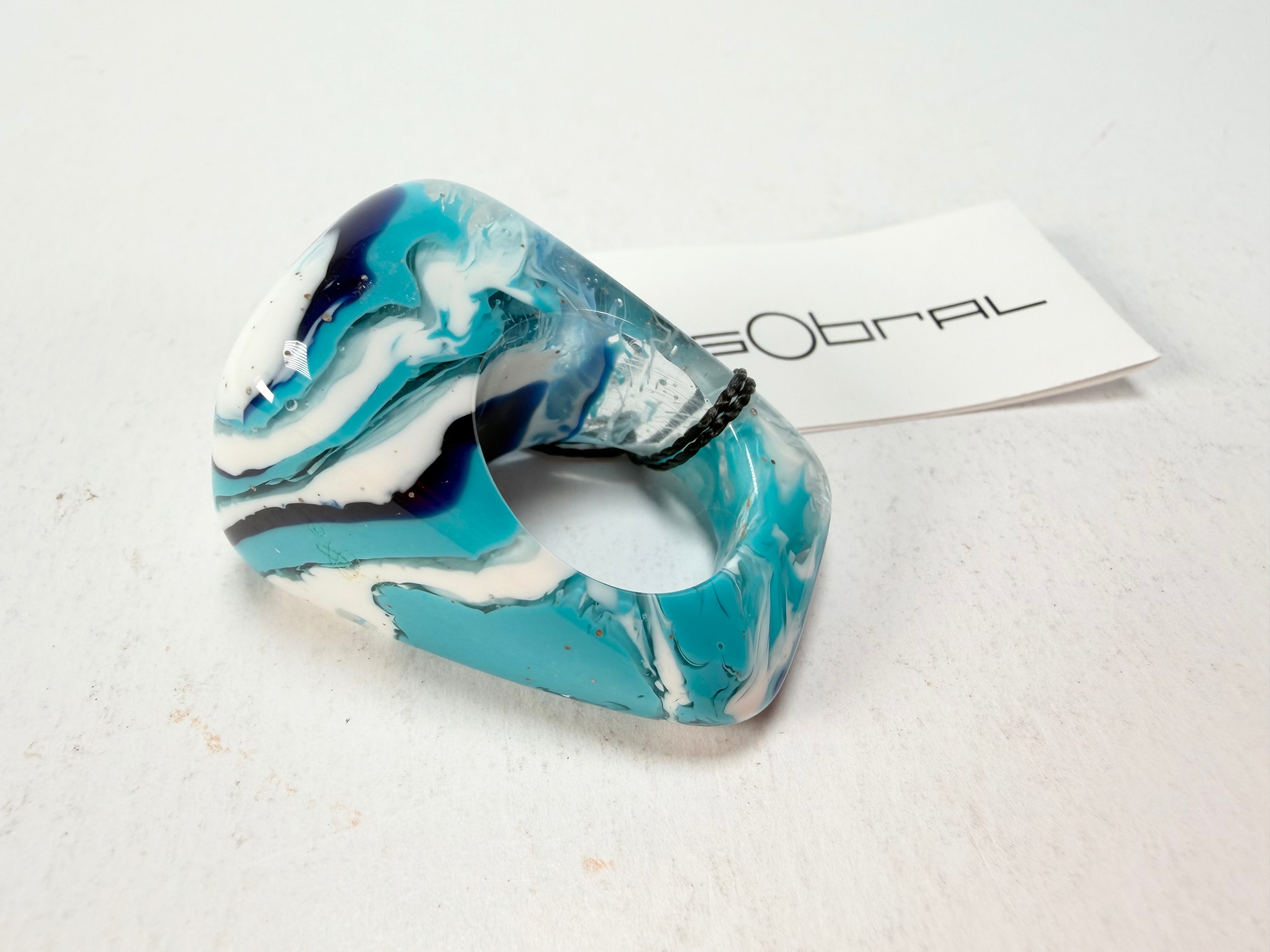 Sobral - Onda Azul "Wave" Blue Resin Ring ( 005325 ) - Size UK S / US 9