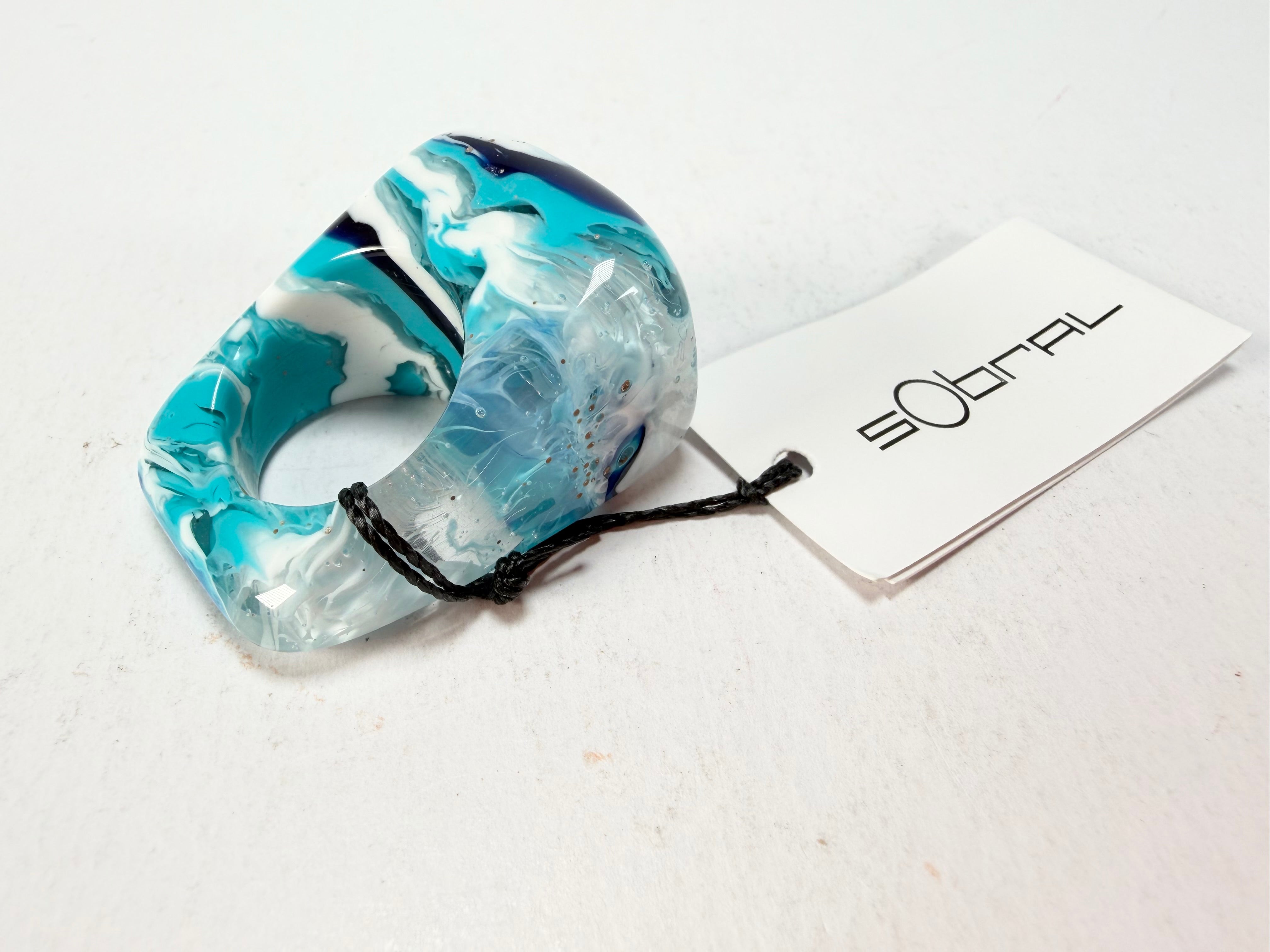 Sobral - Onda Azul "Wave" Blue Resin Ring ( 005325 ) - Size UK S / US 9
