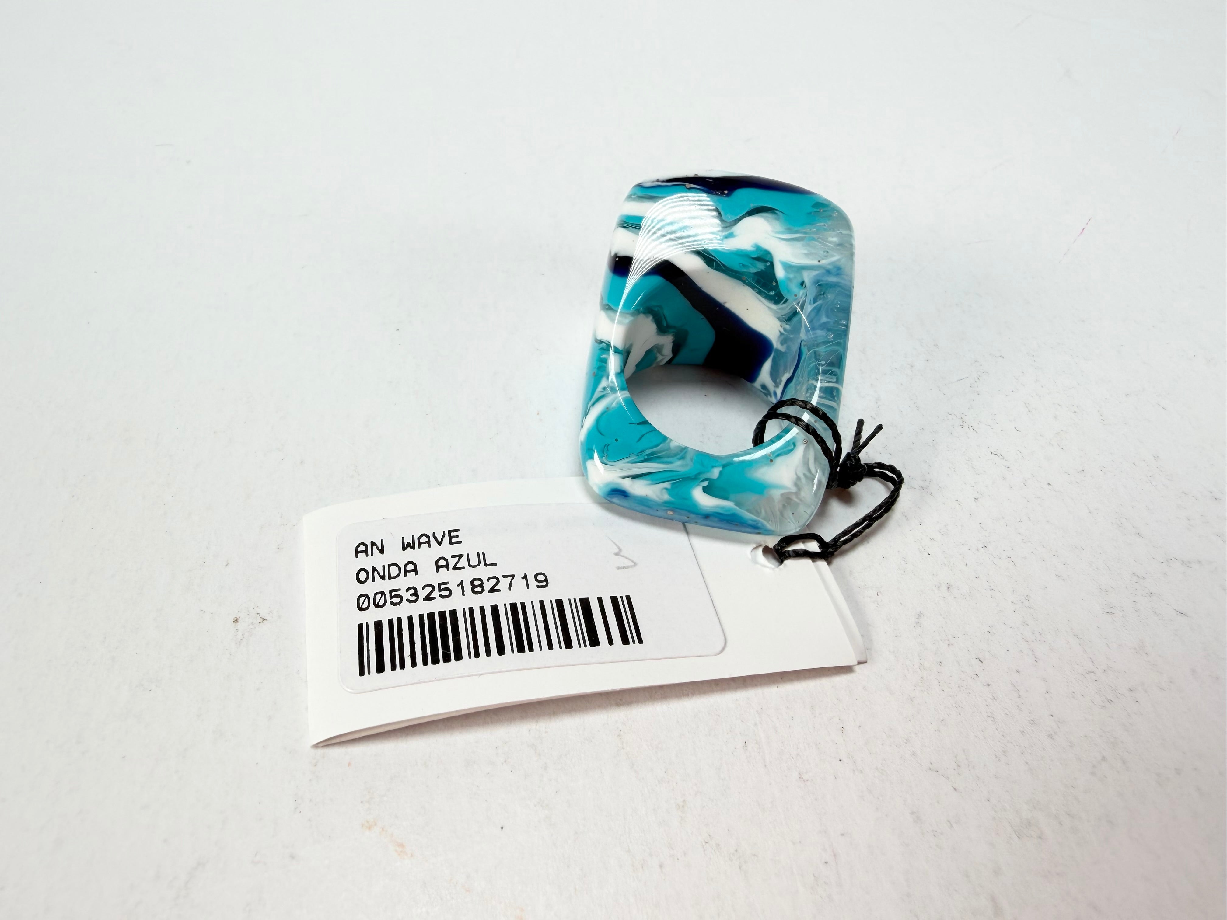 Sobral - Onda Azul "Wave" Blue Resin Ring ( 005325 ) - Size UK S / US 9