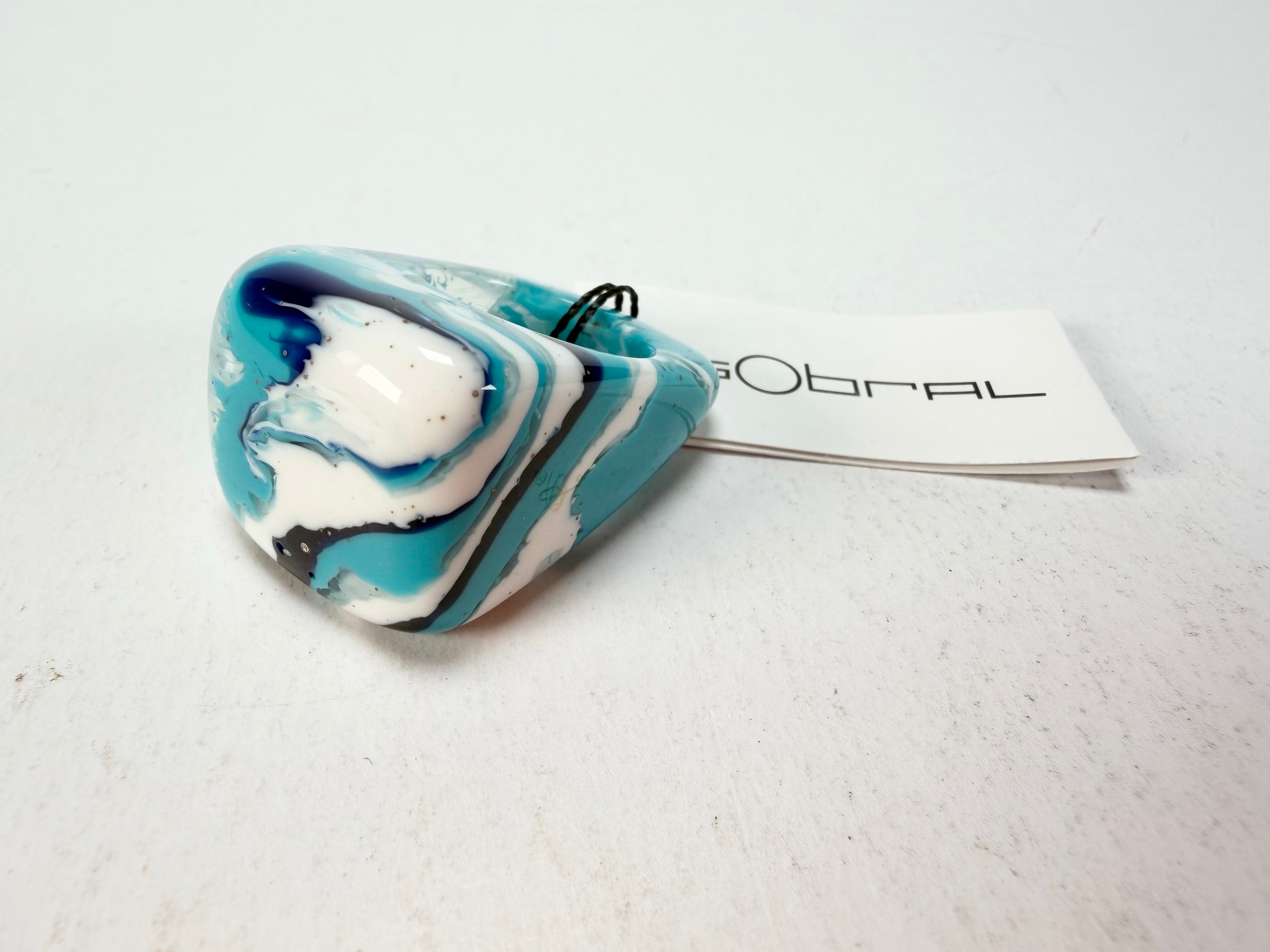 Sobral - Onda Azul "Wave" Blue Resin Ring ( 005325 ) - Size UK S / US 9