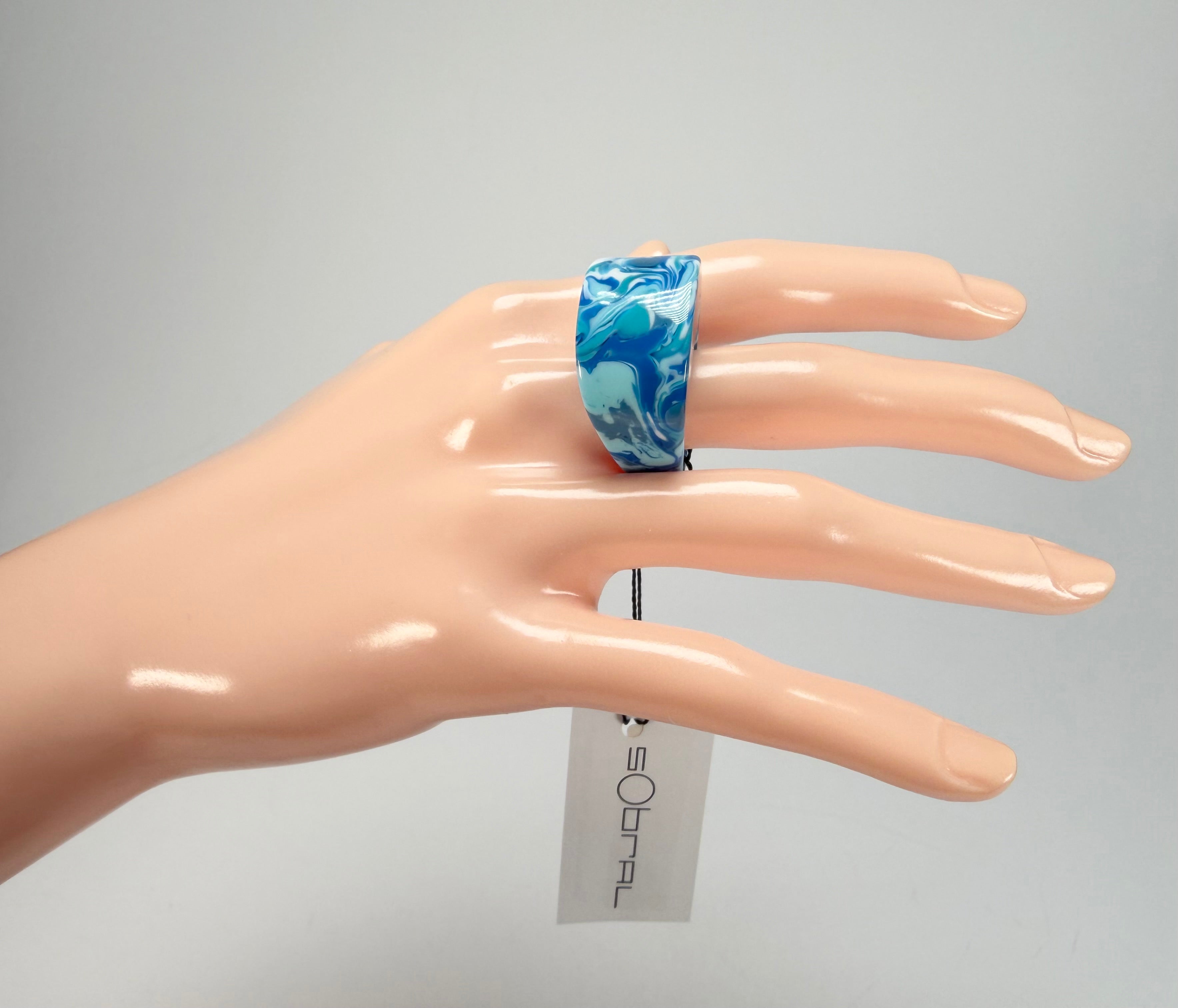 Sobral - Onda Azul "Pat" Blue Resin Ring ( 004857 ) - Size UK S / US 9
