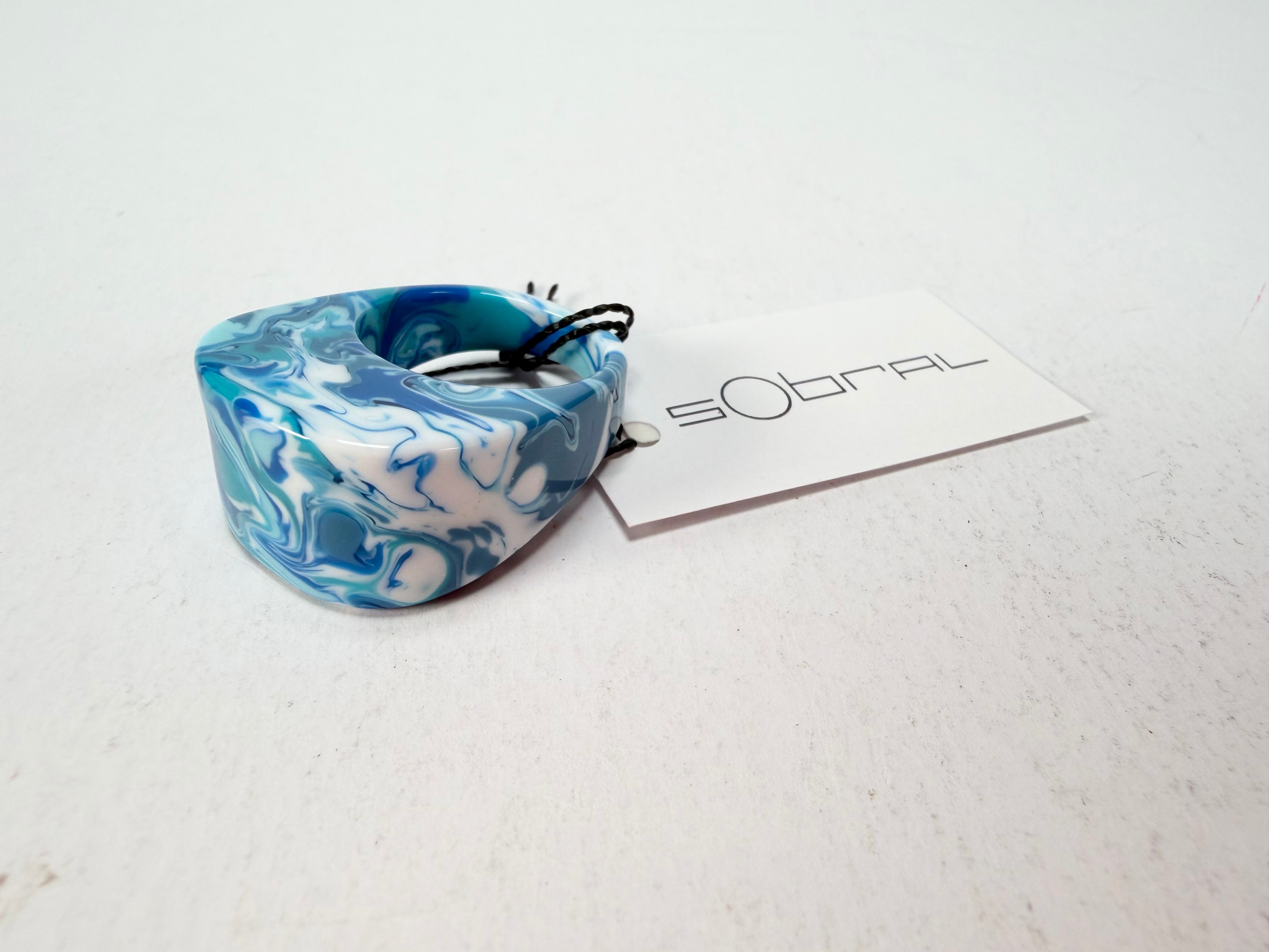 Sobral - Onda Azul "Pat" Blue Resin Ring ( 004857 ) - Size UK S / US 9
