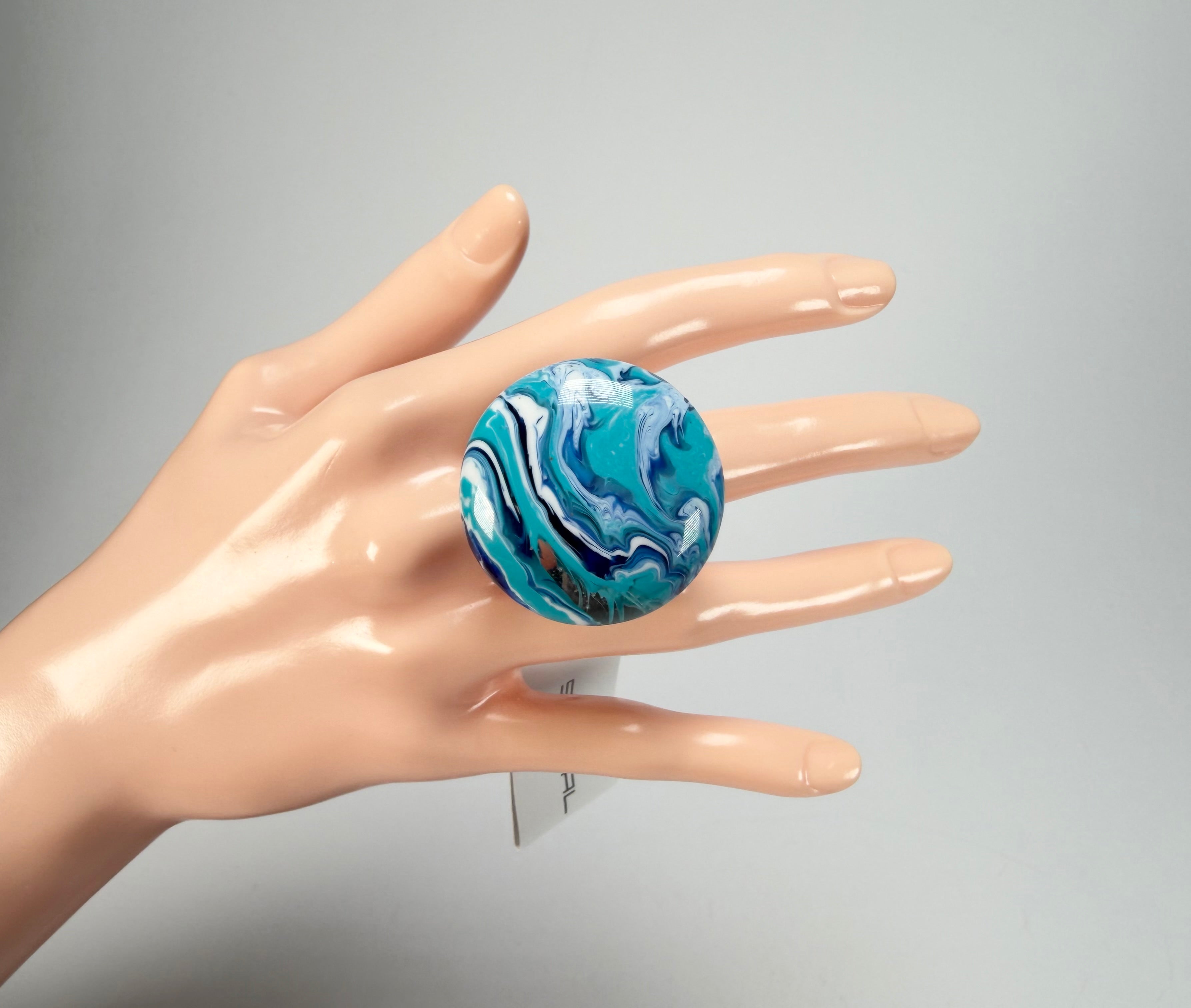 Sobral - Onda Azul "Onda Circle" Blue Resin Ring ( 005324 ) - Size UK T / US 9.5