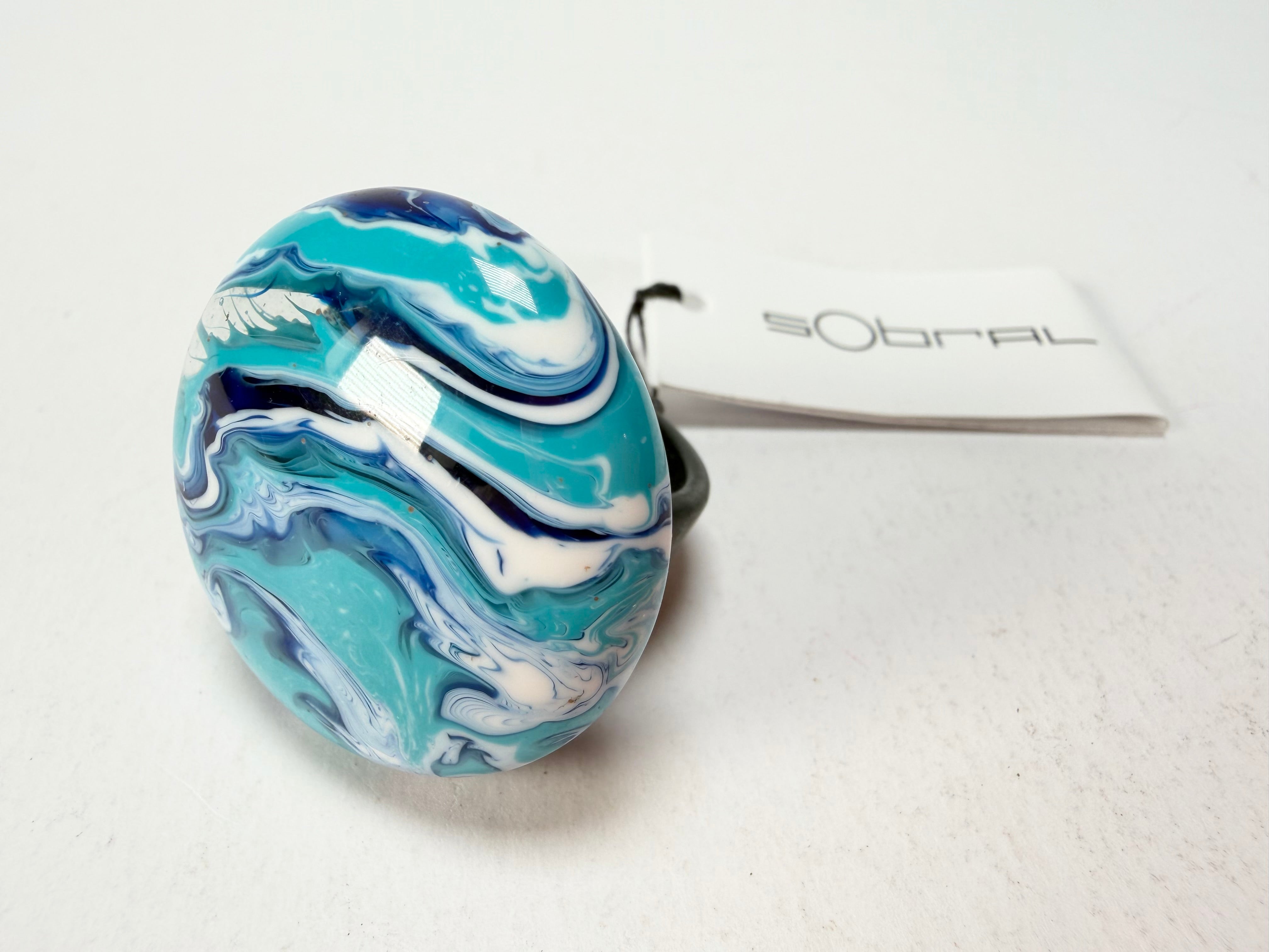 Sobral - Onda Azul "Onda Circle" Blue Resin Ring ( 005324 ) - Size UK T / US 9.5