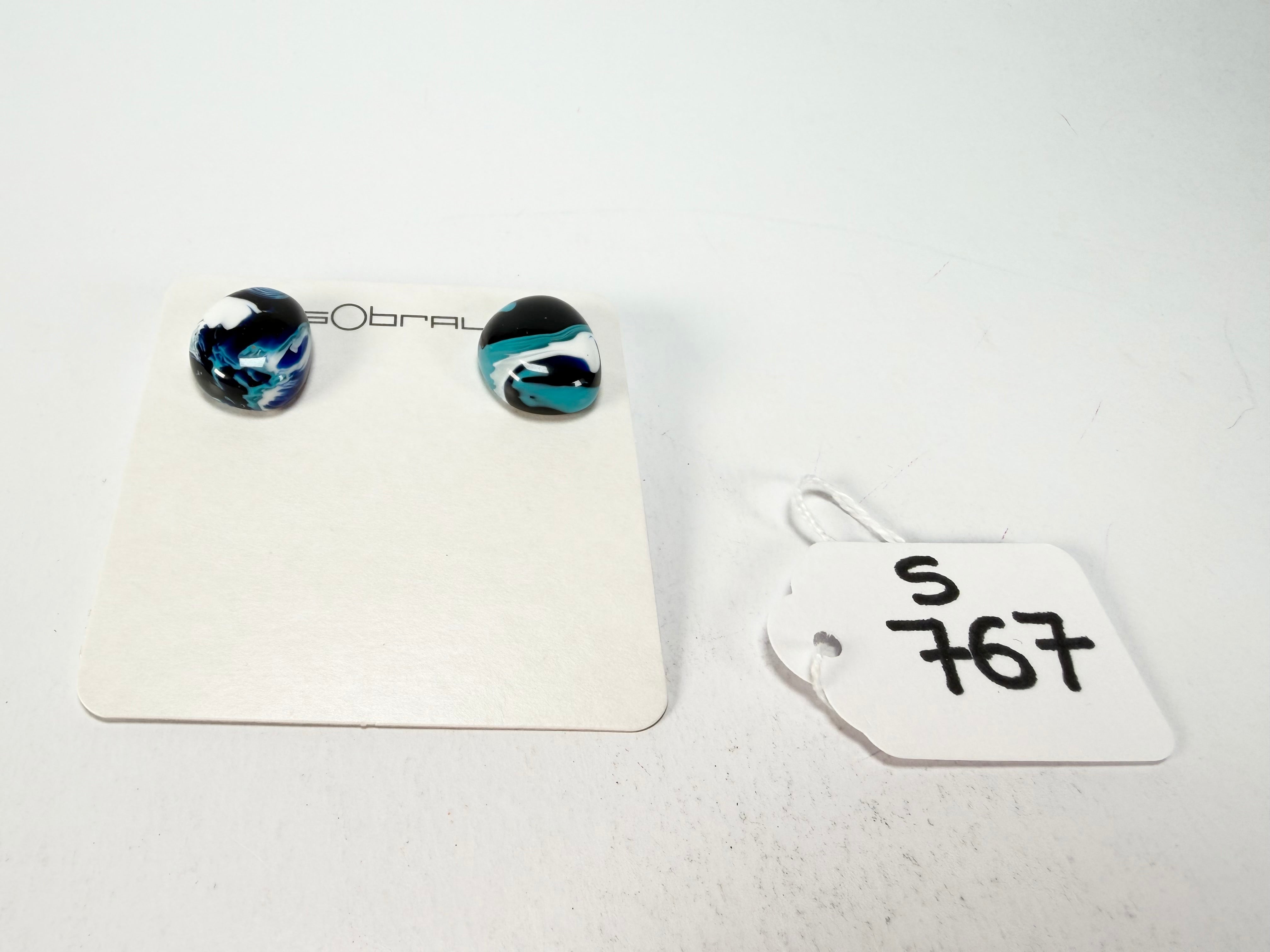 Sobral - Onda Azul "Wave" Blue Resin Earrings ( 005330 )
