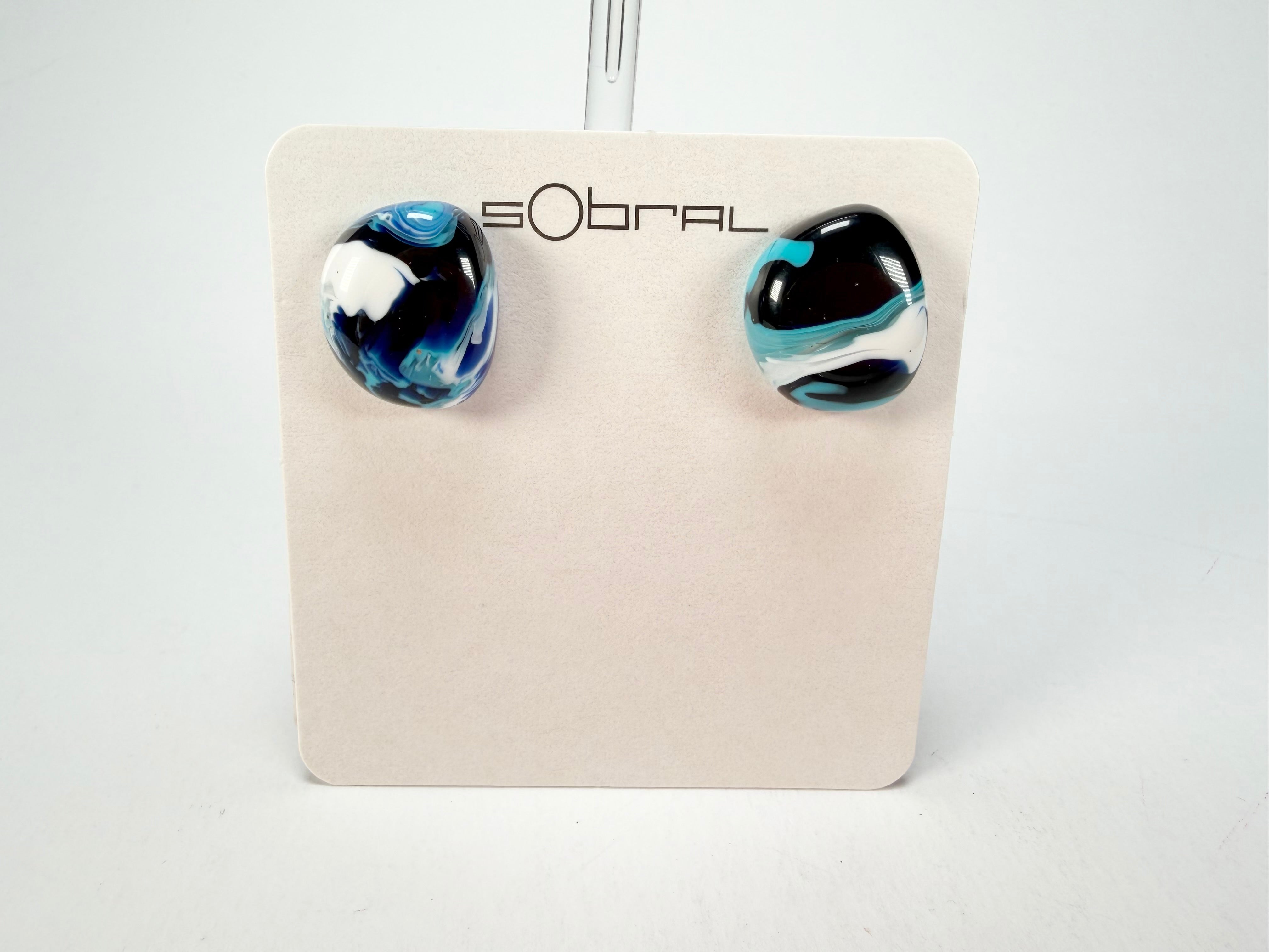 Sobral - Onda Azul "Wave" Blue Resin Earrings ( 005330 )