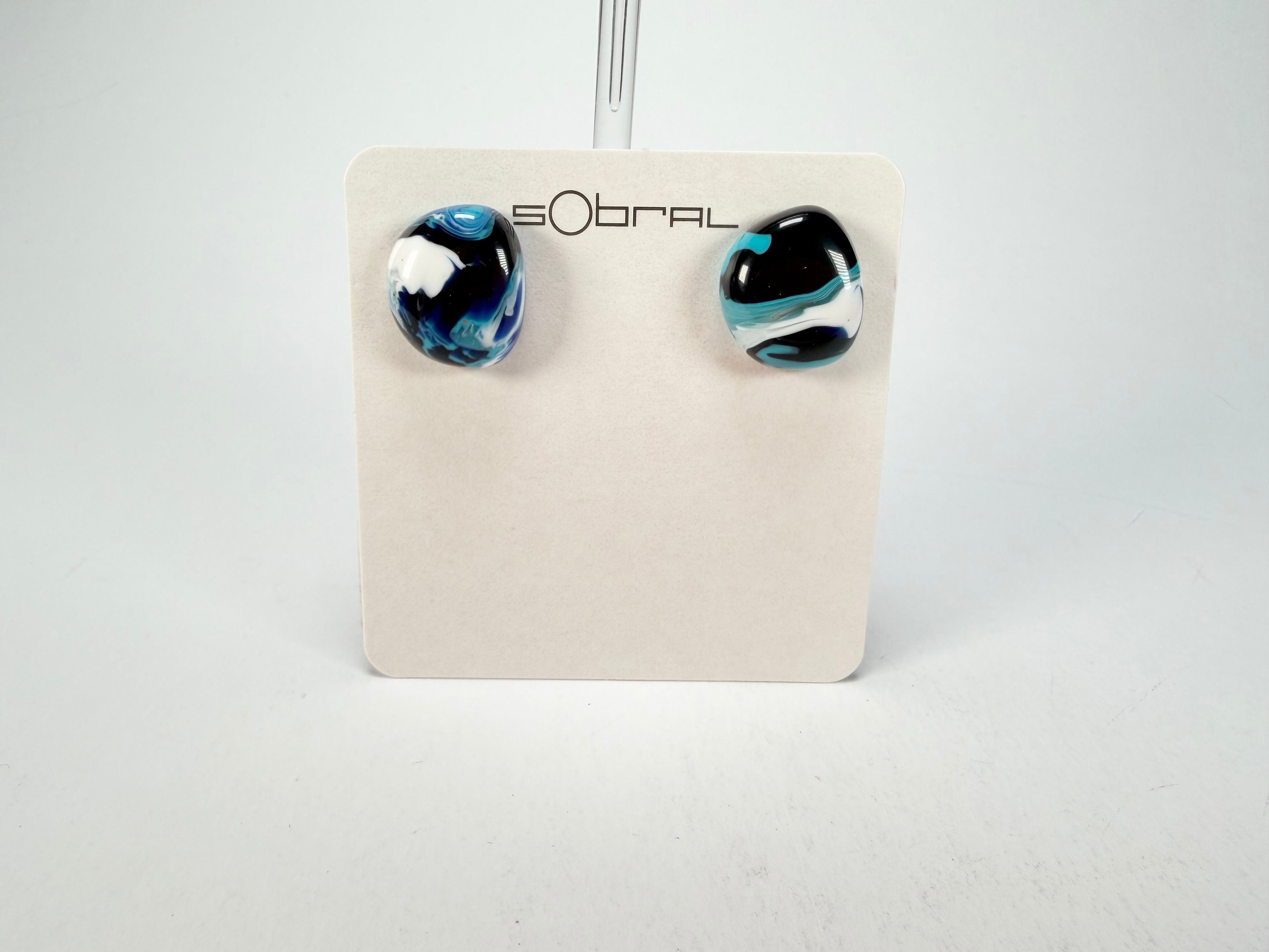 Sobral - Onda Azul "Wave" Blue Resin Earrings ( 005330 )