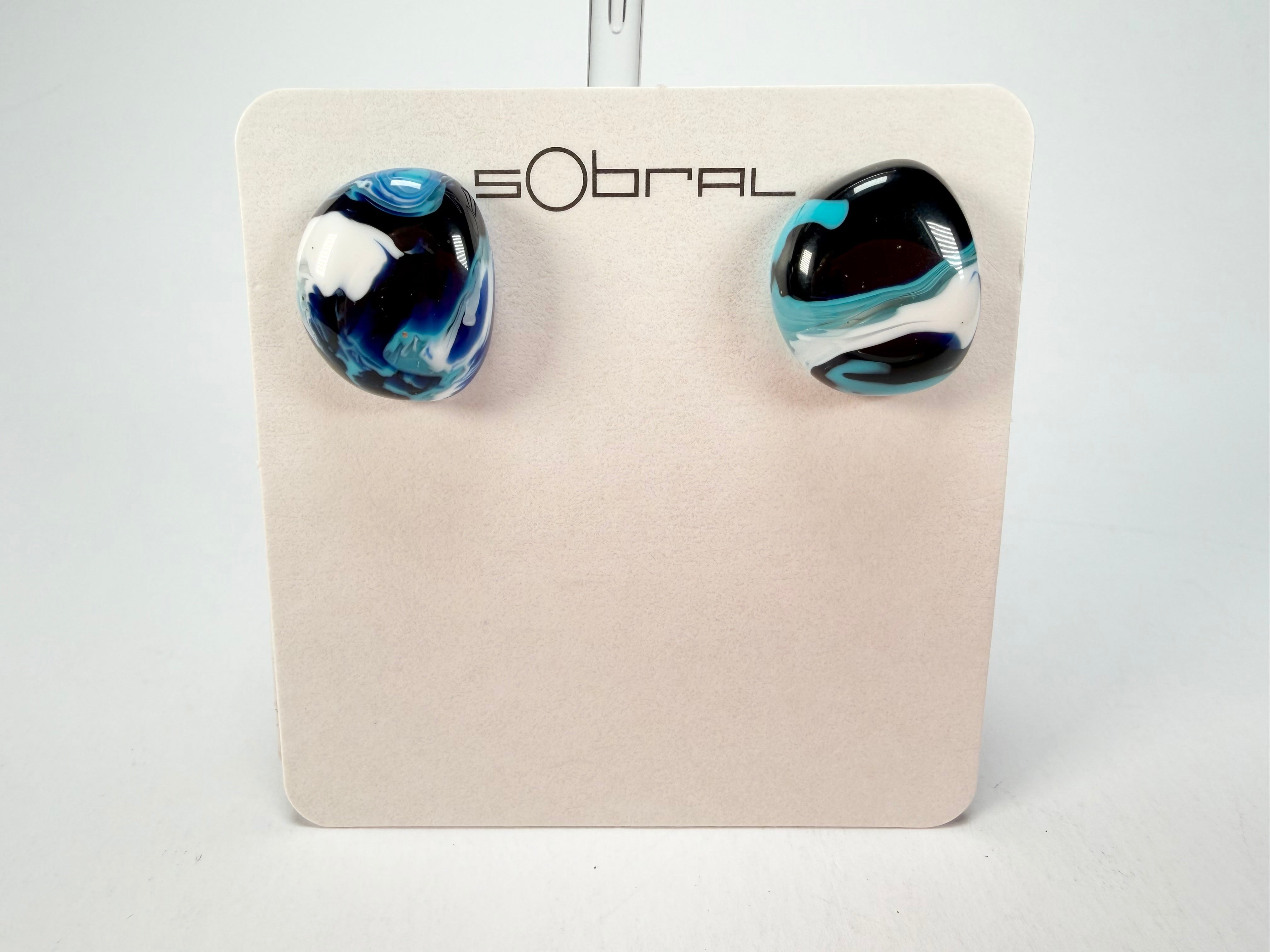 Sobral - Onda Azul "Wave" Blue Resin Earrings ( 005330 )