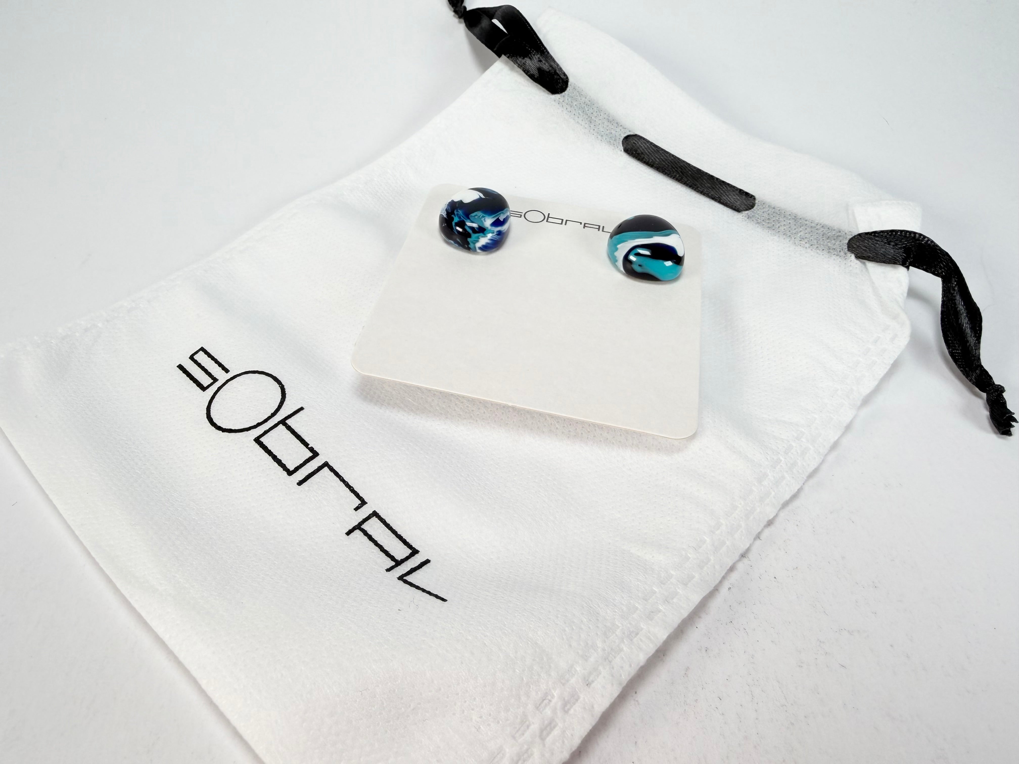 Sobral - Onda Azul "Wave" Blue Resin Earrings ( 005330 )